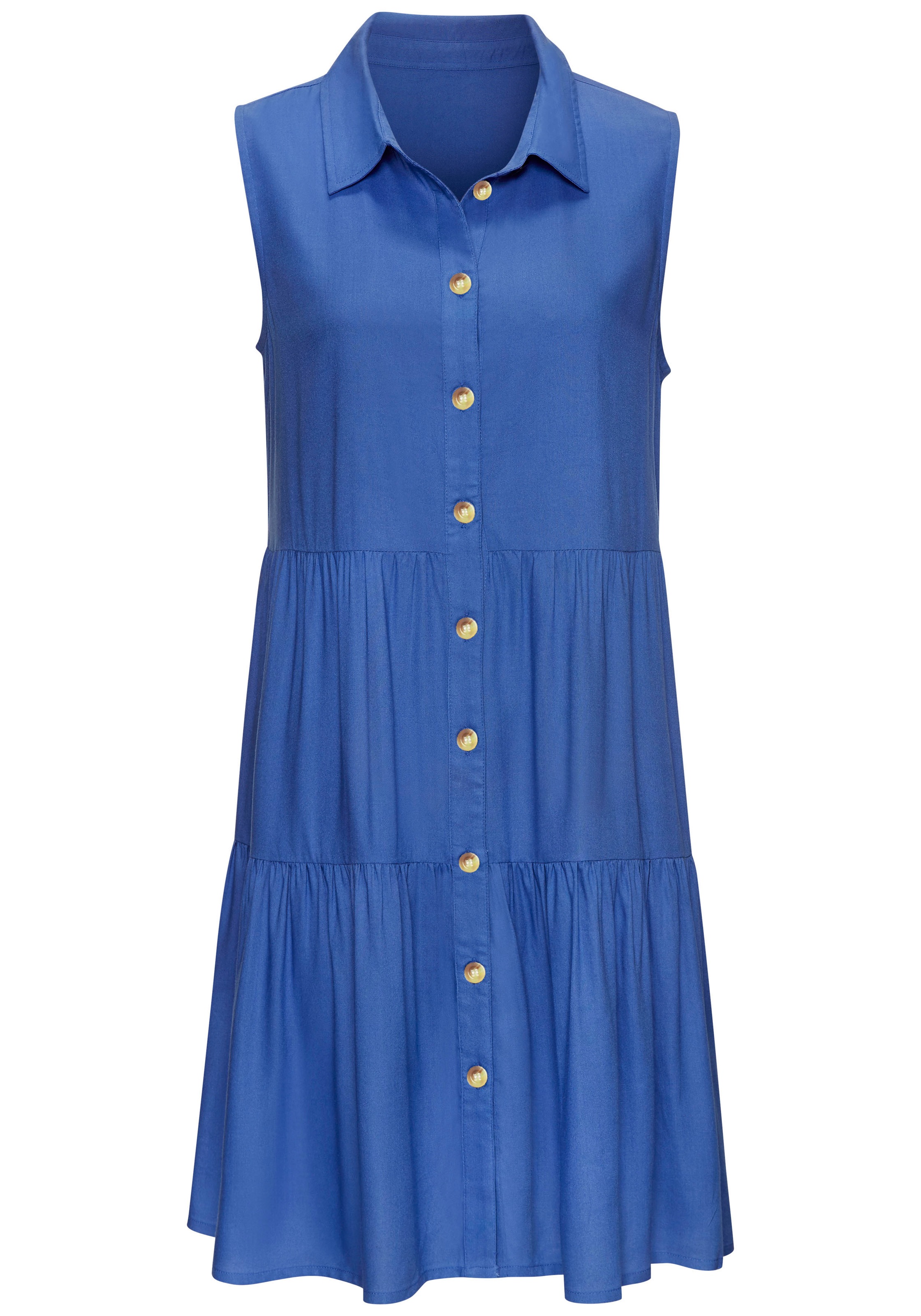 Vivance Sommerkleid "aus gewebter Viskose, A-Linien-Kleid" Ohne Taschen Blusenkleid mit Knopfleiste, Hemdblusenkleid, Tunikakleid, Strandkleid