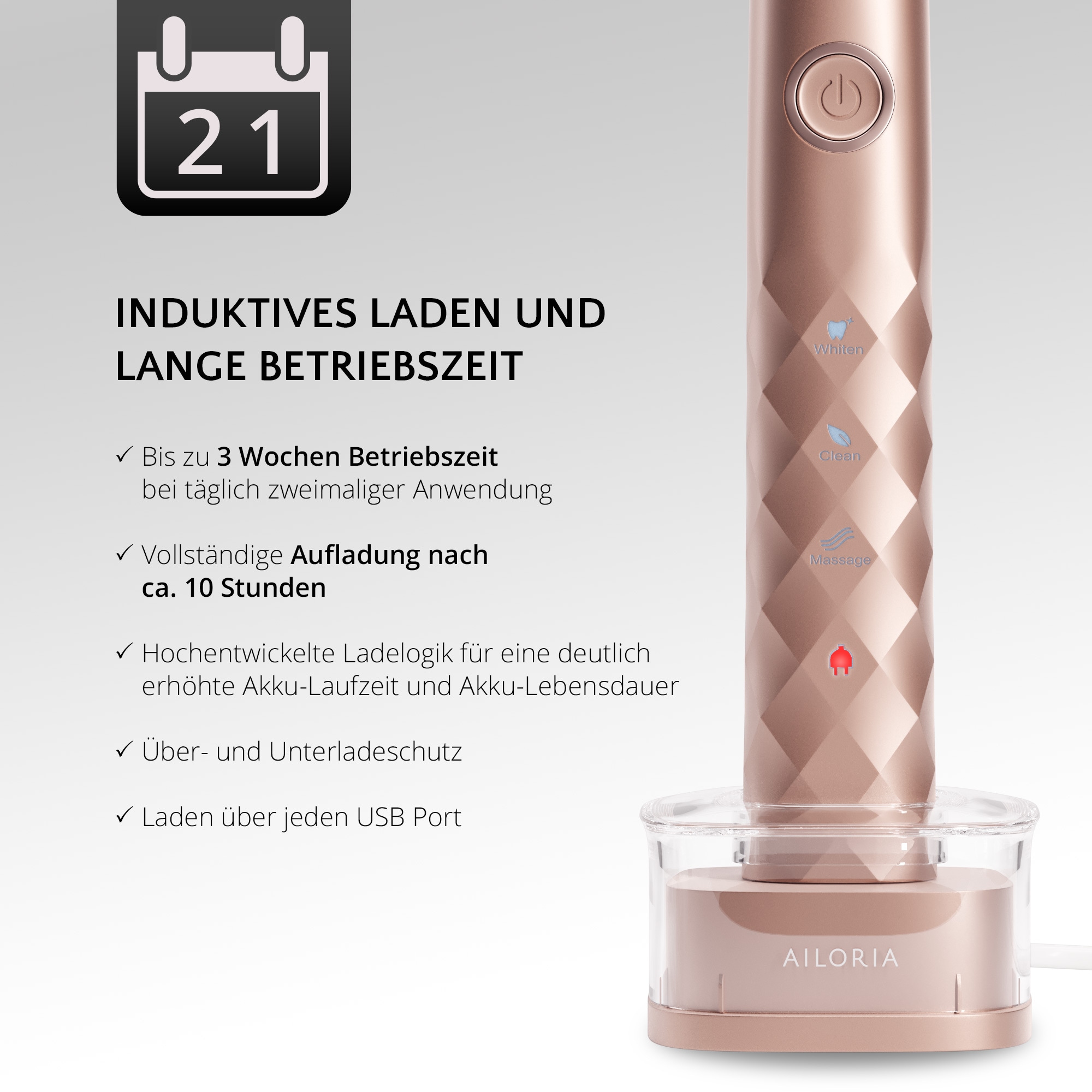 AILORIA Schallzahnbürste »USB-Schallzahnbürste Limited Edition SHINE BRIGHT«