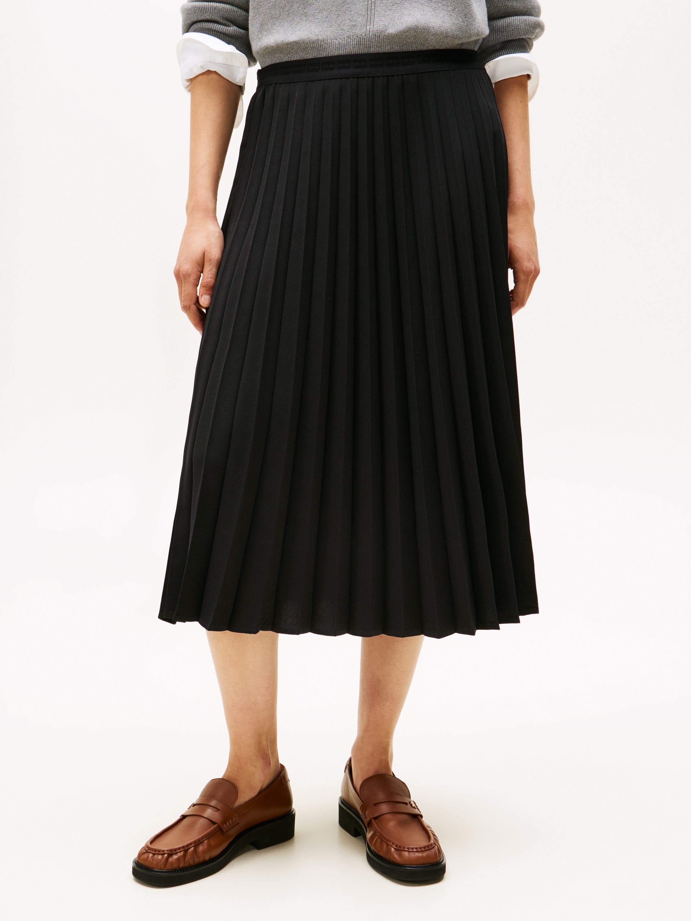 Tommy Hilfiger Plisseerock "FLUID PLEATED PULL ON MIDI SKIRT" günstig online kaufen