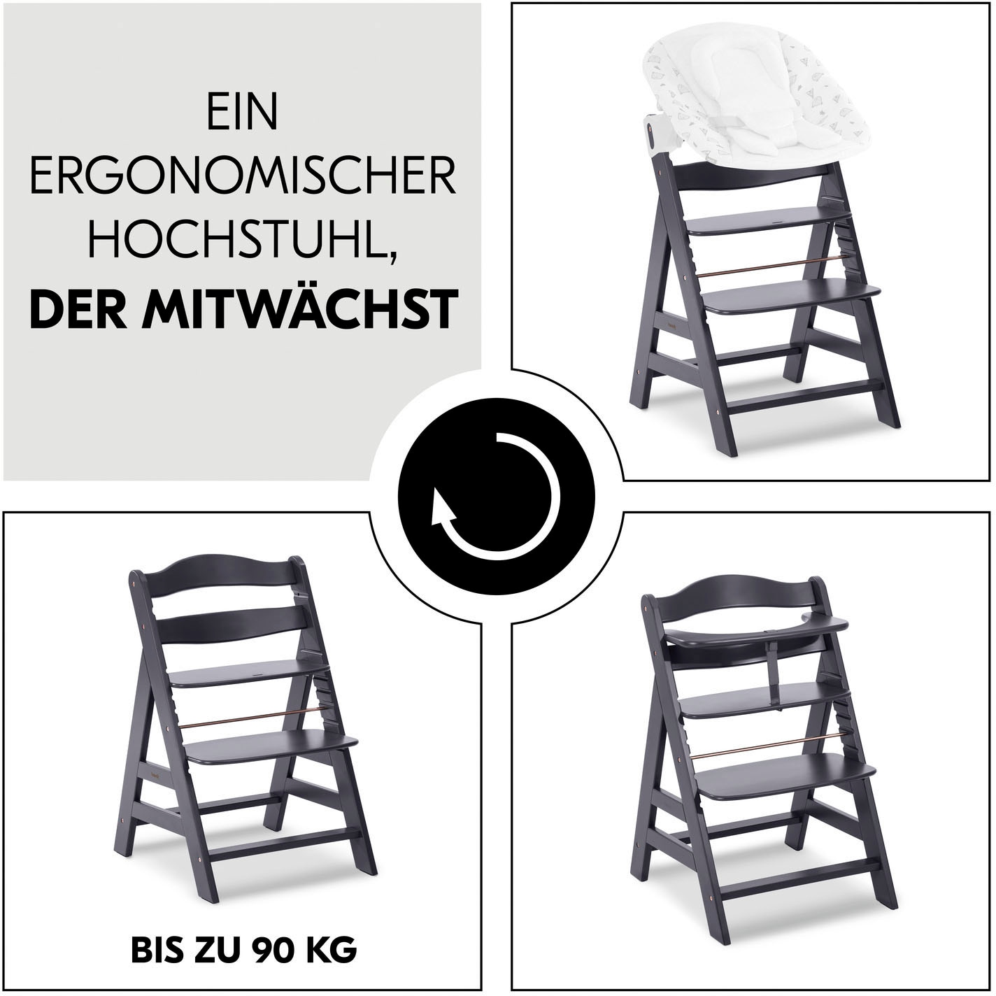 Hauck Hochstuhl »Alpha+, Dark grey«, FSC® - schützt Wald - weltweit