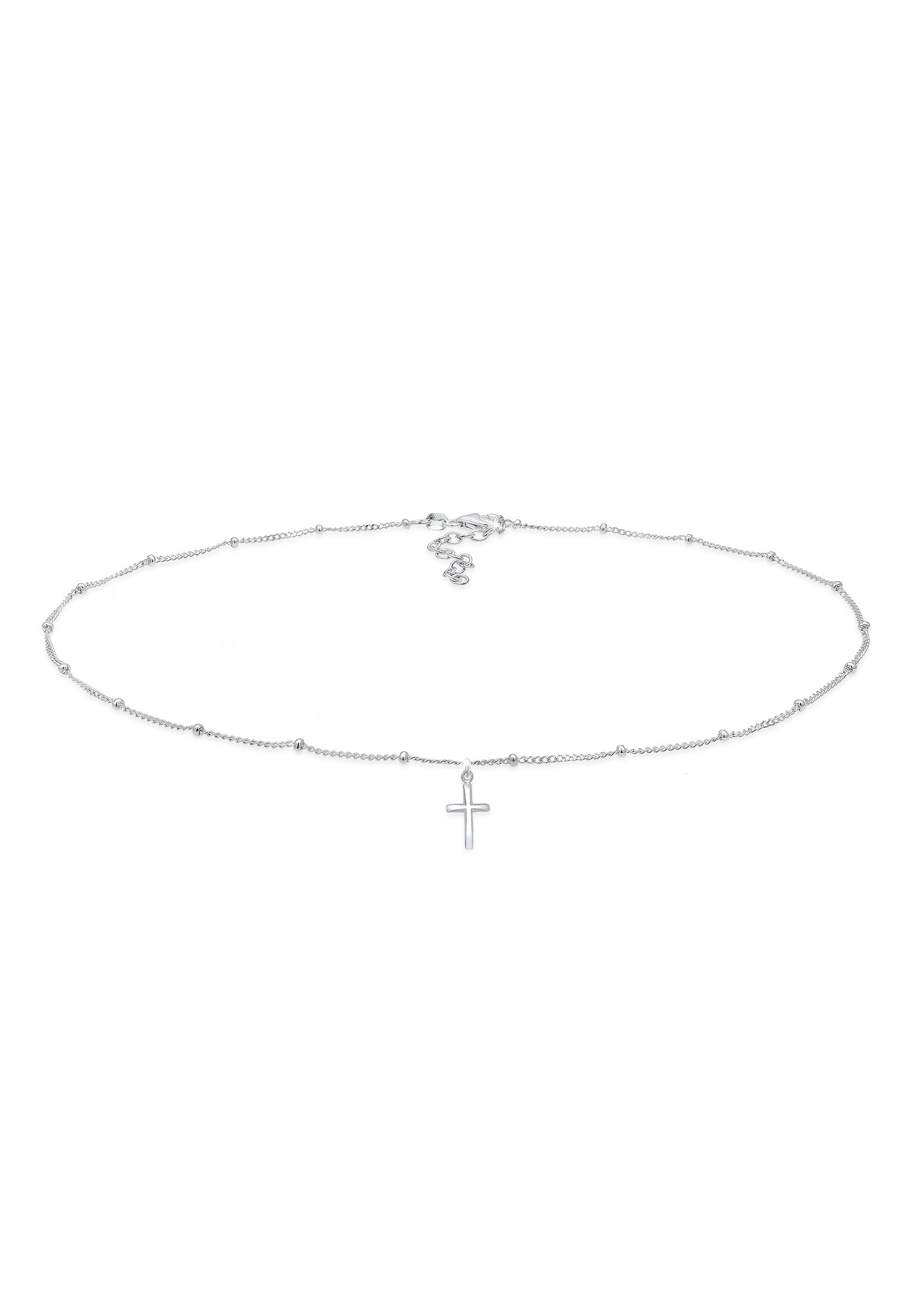 Collier ELLI "Choker Kugelkette Kreuz Glaube Schmuck Geschenk 925 Silber" Gr. 36, silber, Halsketten, Damen, 36, ohne Stein, Silber 925 (Sterlingsilber), L: 36, Collier