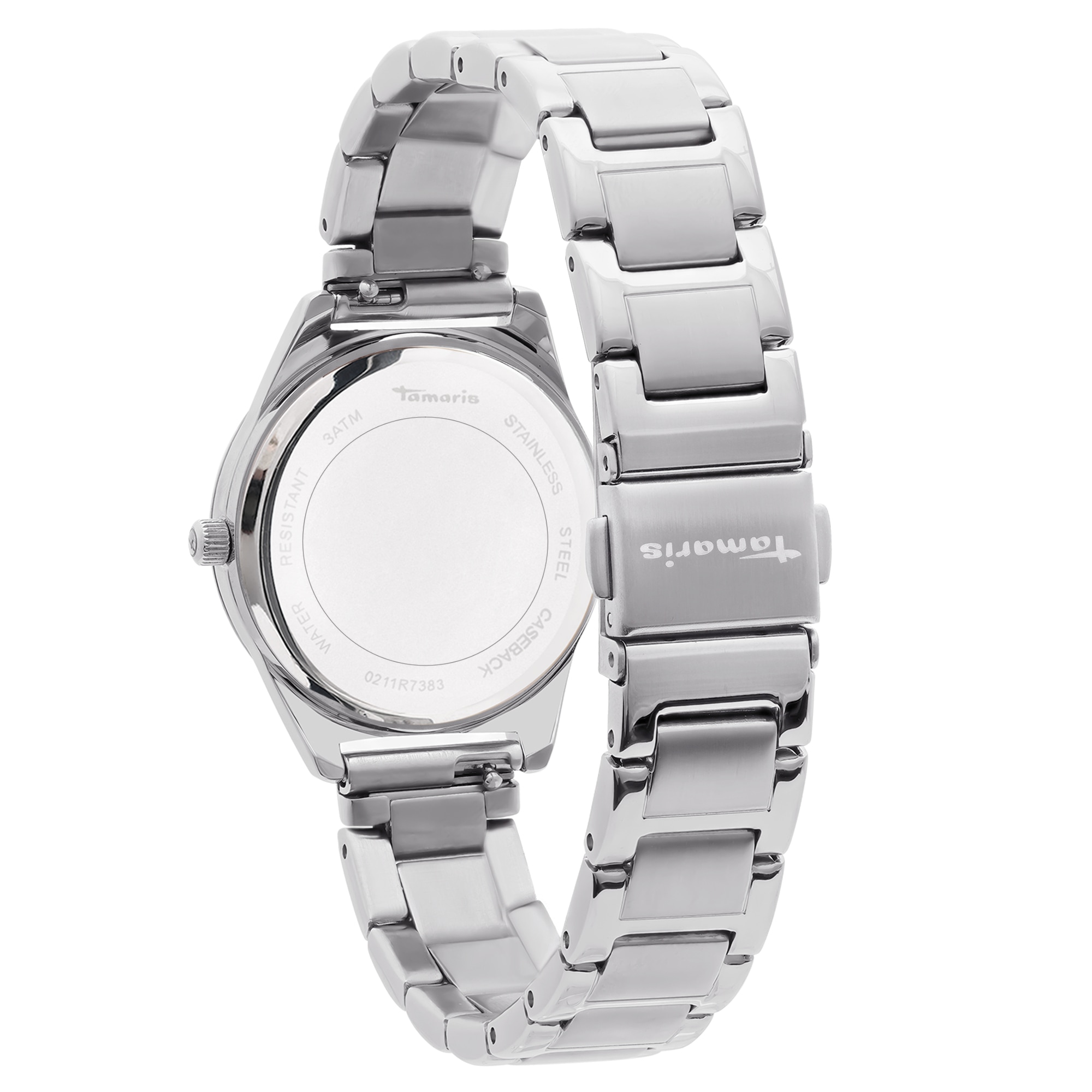 Tamaris Quarzuhr Armbanduhr, Damenuhr, Edelstahlarmband, analog, Glassteine