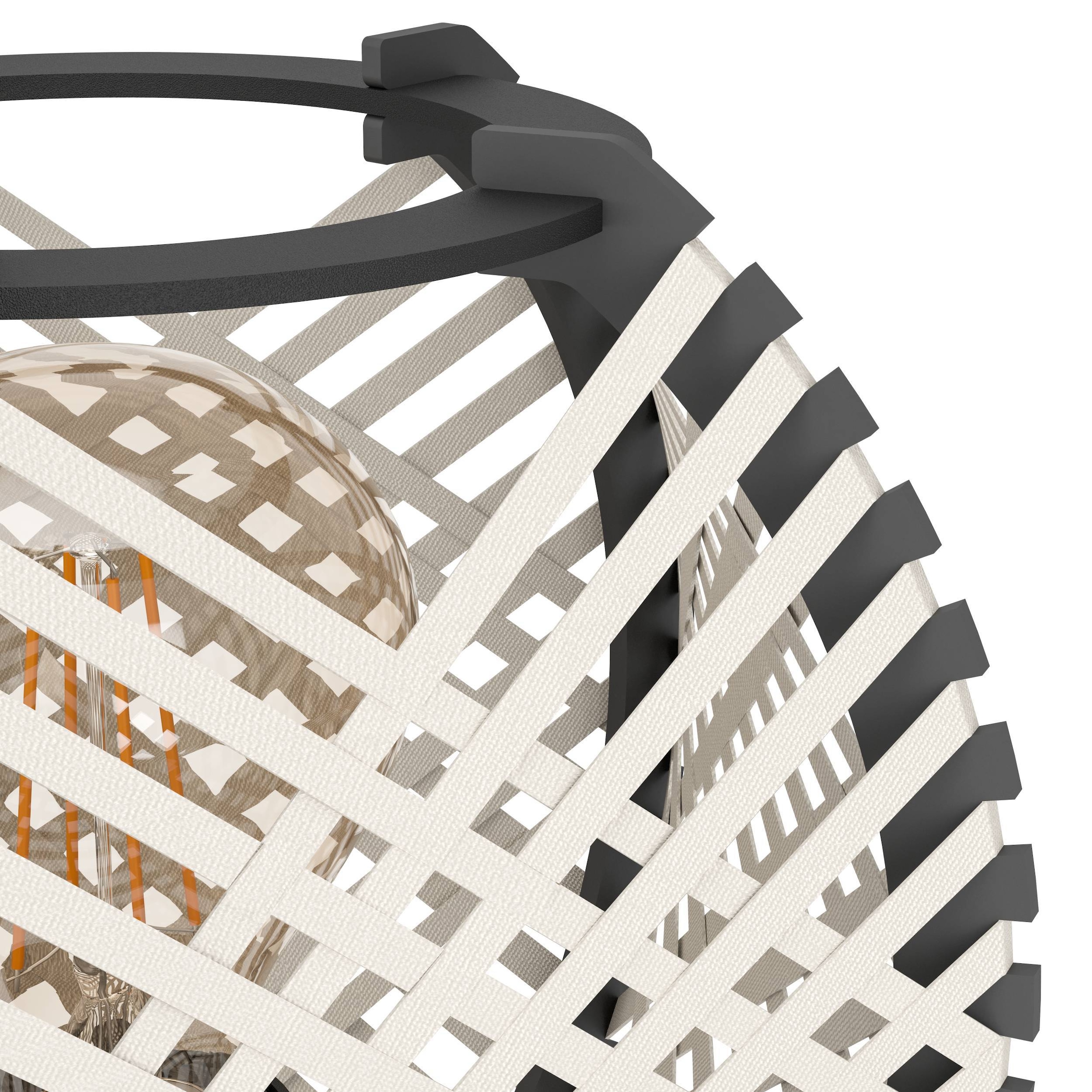 EGLO Tischleuchte »Waverton Tischampe, Nachttischlampe, Metall, Holz, Textil in Weiß, E27« E27 1 Stk. Tischleuchte - H40 x Ø22 cm - schwarz - 1X40W exkl.