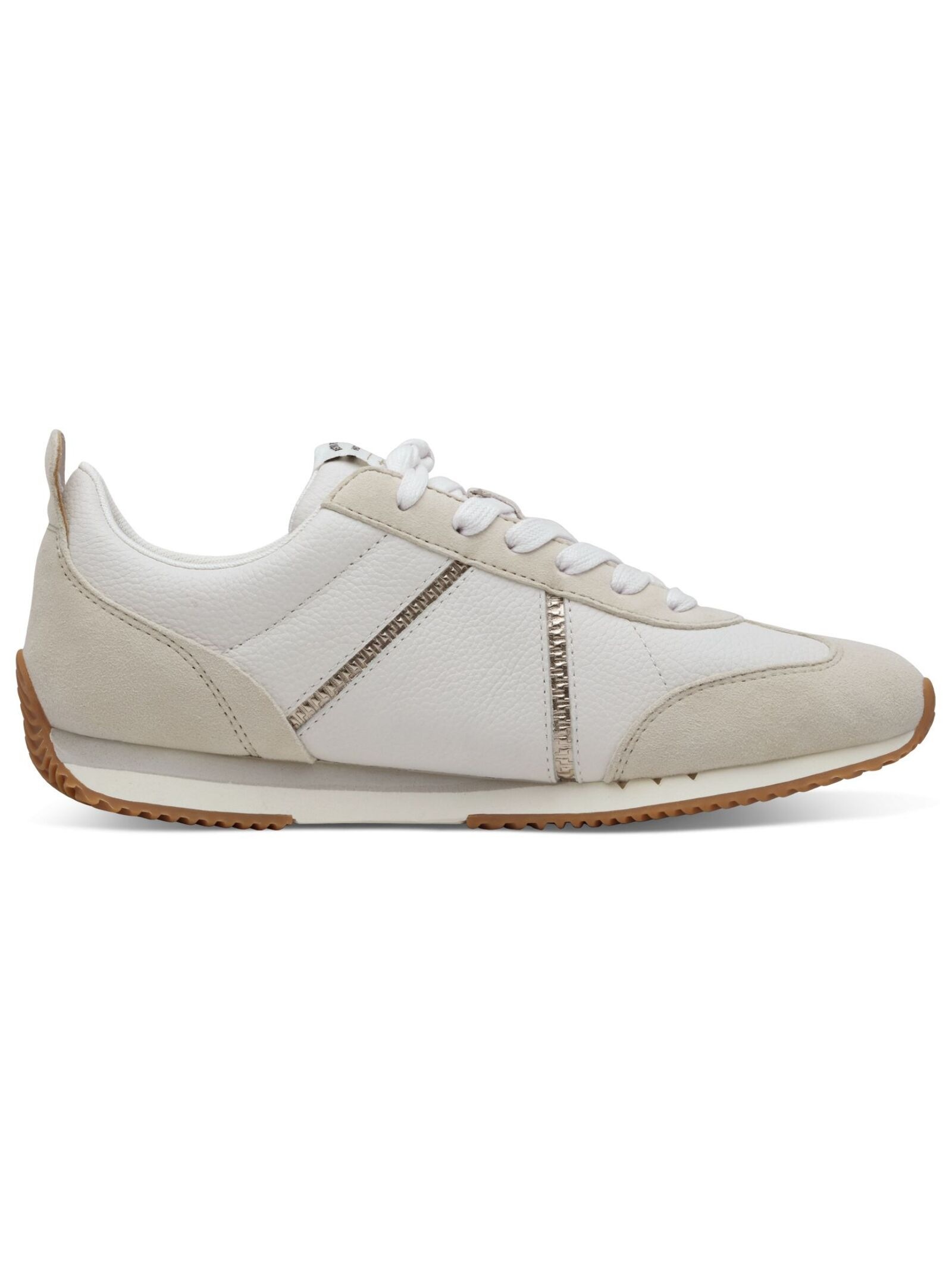Sneaker TAMARIS "Tamaris Sneaker Leder/Synthetik", Damen, Gr. 40, weiß (weiß, gold), Leder, Synthetik, Schuhe Sneaker 3