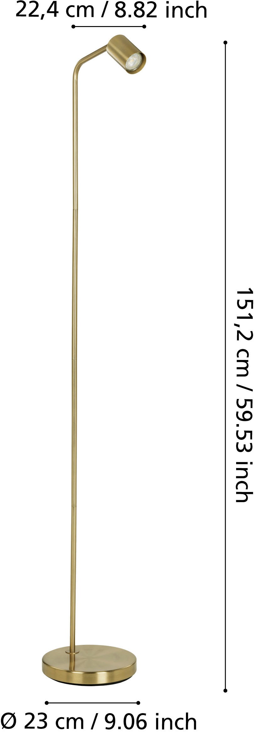 EGLO Stehlampe »RIGOMAGNO Stehlampe - Stahl - GU10 - 1X5W - IP20« GU10 1 Stk. Standleuchte, Leselampe, Wohzimmer, Schlafzimmer, L26,5 x B23 x H151cm
