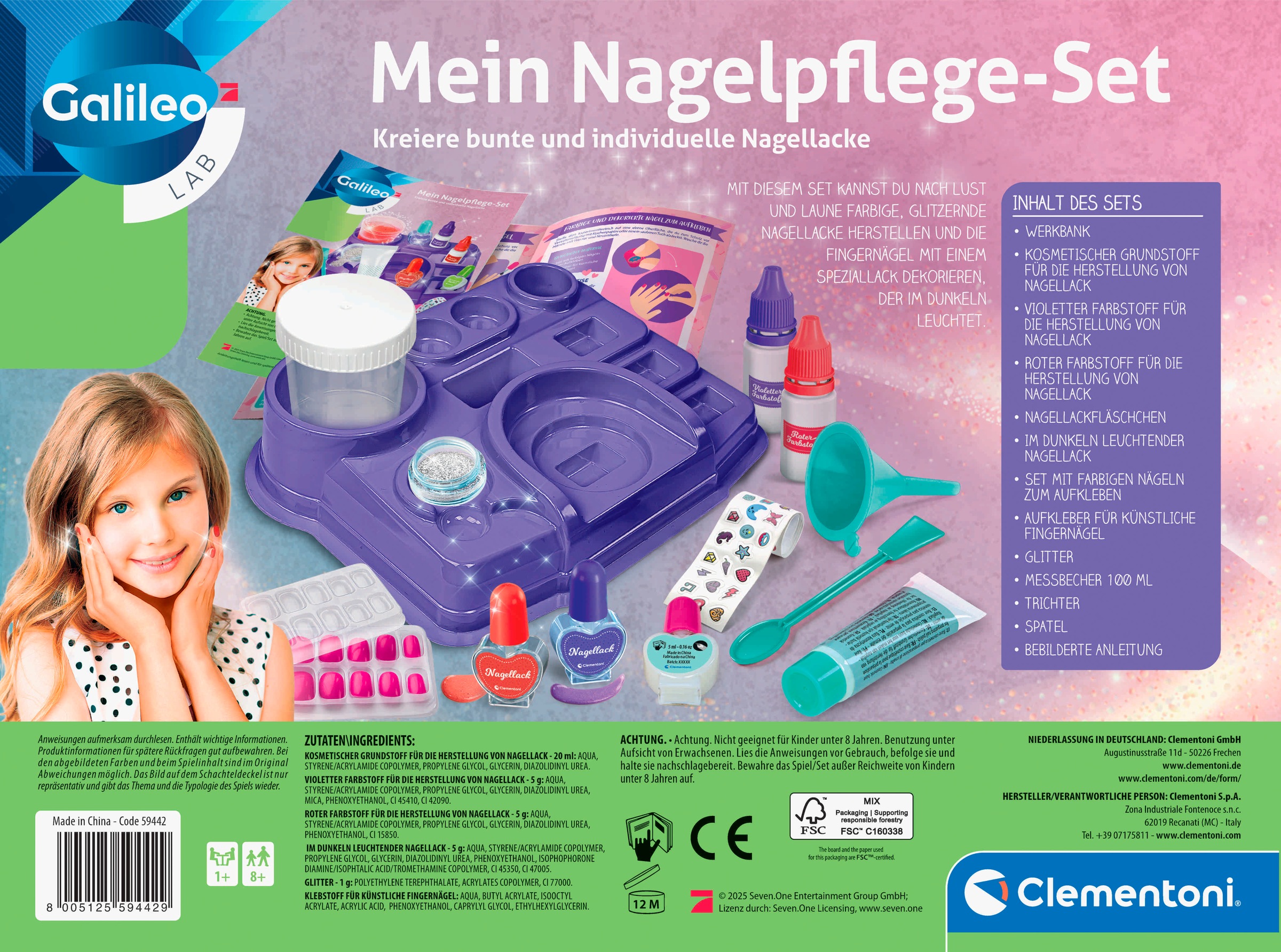 Clementoni® Experimentierkasten »Galileo Lab, Mein Nagelpflege-Set«, Made in Europe