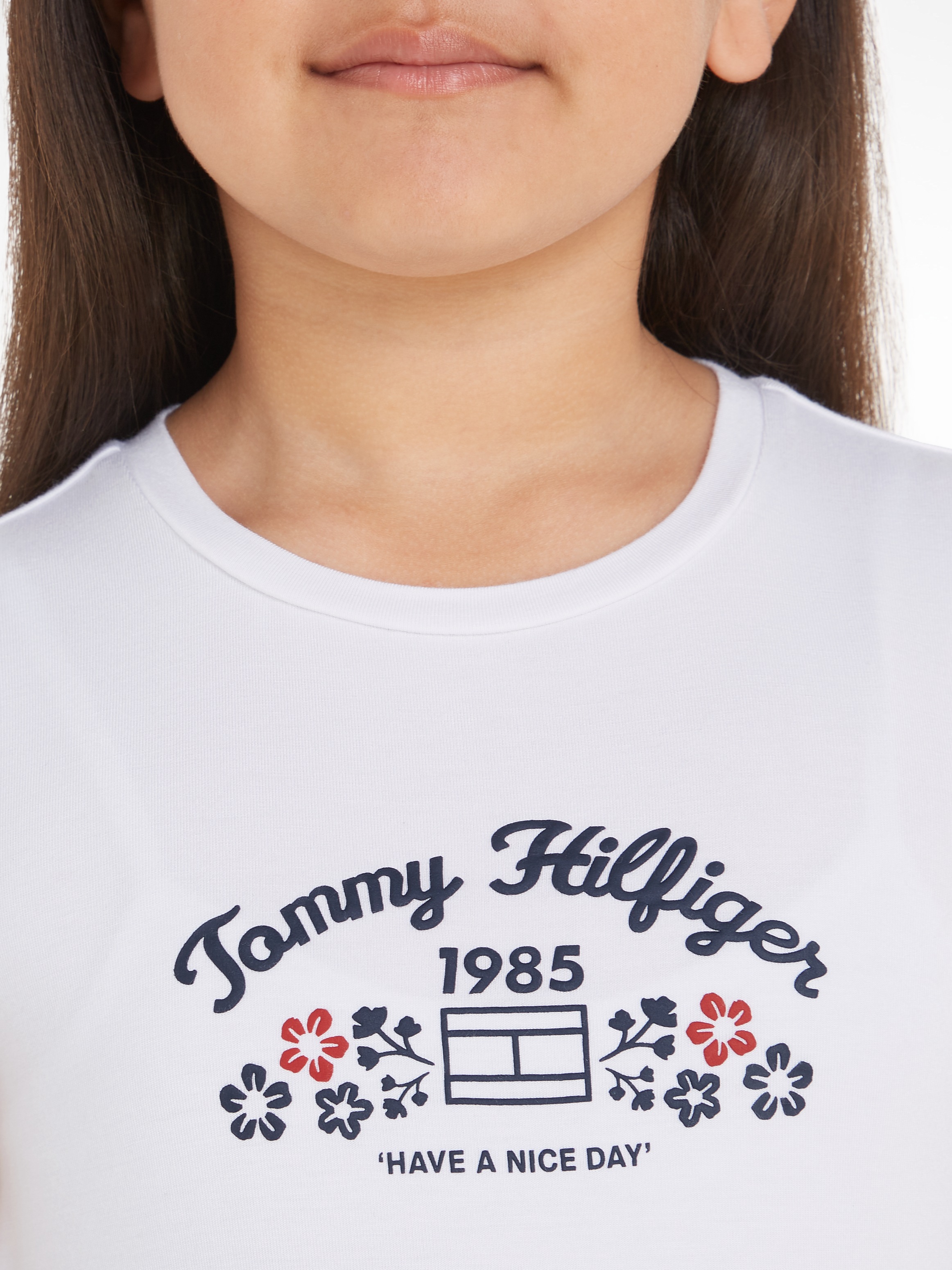 Tommy Hilfiger T-Shirt »FLOWER PUFF PRINT REG TEE SS« Kinder bis 16 Jahre mit Markenprint