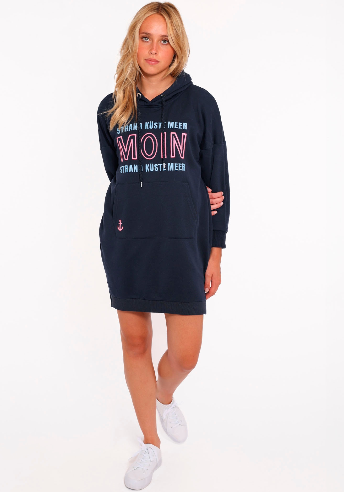 Zwillingsherz Sweatkleid ""Strand Küste Meer"" Kängurutasche mit Kapuze und günstig online kaufen