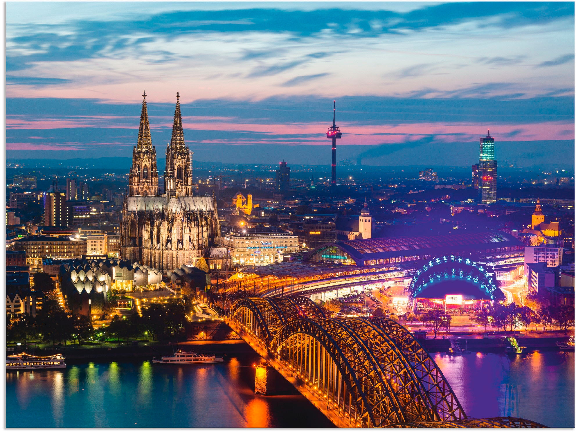 Artland Wandbild »Köln Panorama am Abend«, Deutschland, (1 St.), als Alubild, Outdoorbild, Leinwandbild in verschied. Größen
