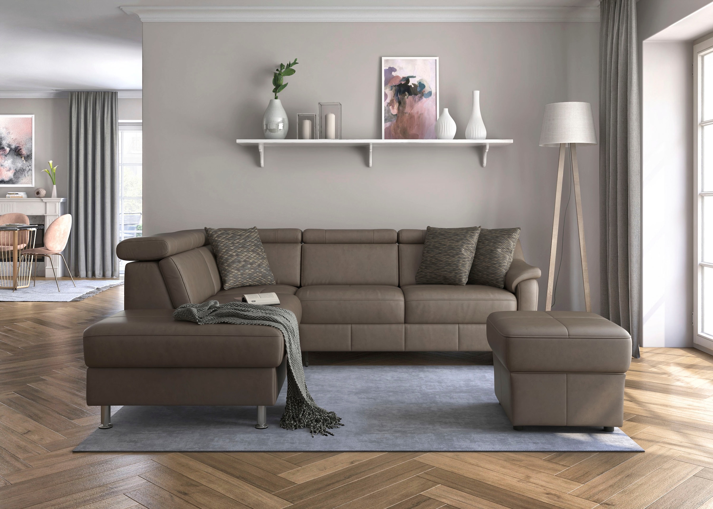 sit&more Ecksofa "Freetown L-Form" inklusive Kopfteilverstellung und komfortablem Federkern