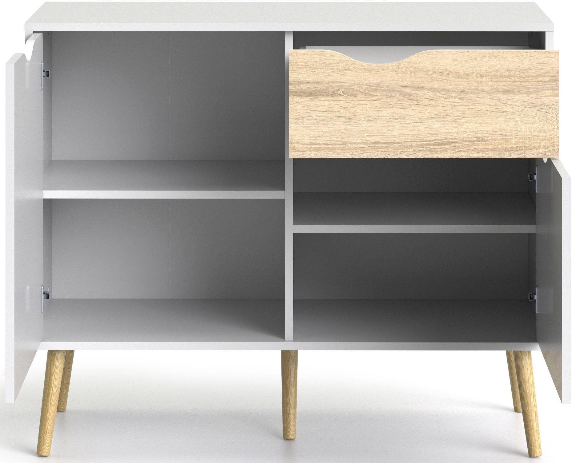 andas Sideboard »Oslo Aufbewahrung, Schubladenschrank«, Kommode mit 2 Türen, 1 Schublade, Breite 99 cm, Höhe 81 cm