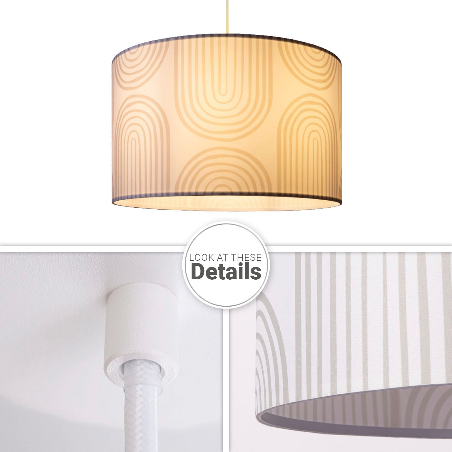 Paco Home Pendelleuchte »Hugo Pillar«, | Abstrakt Stoffschirm Pendelleuchte Modern Wohnzimmerlampe Esszimmer BAUR