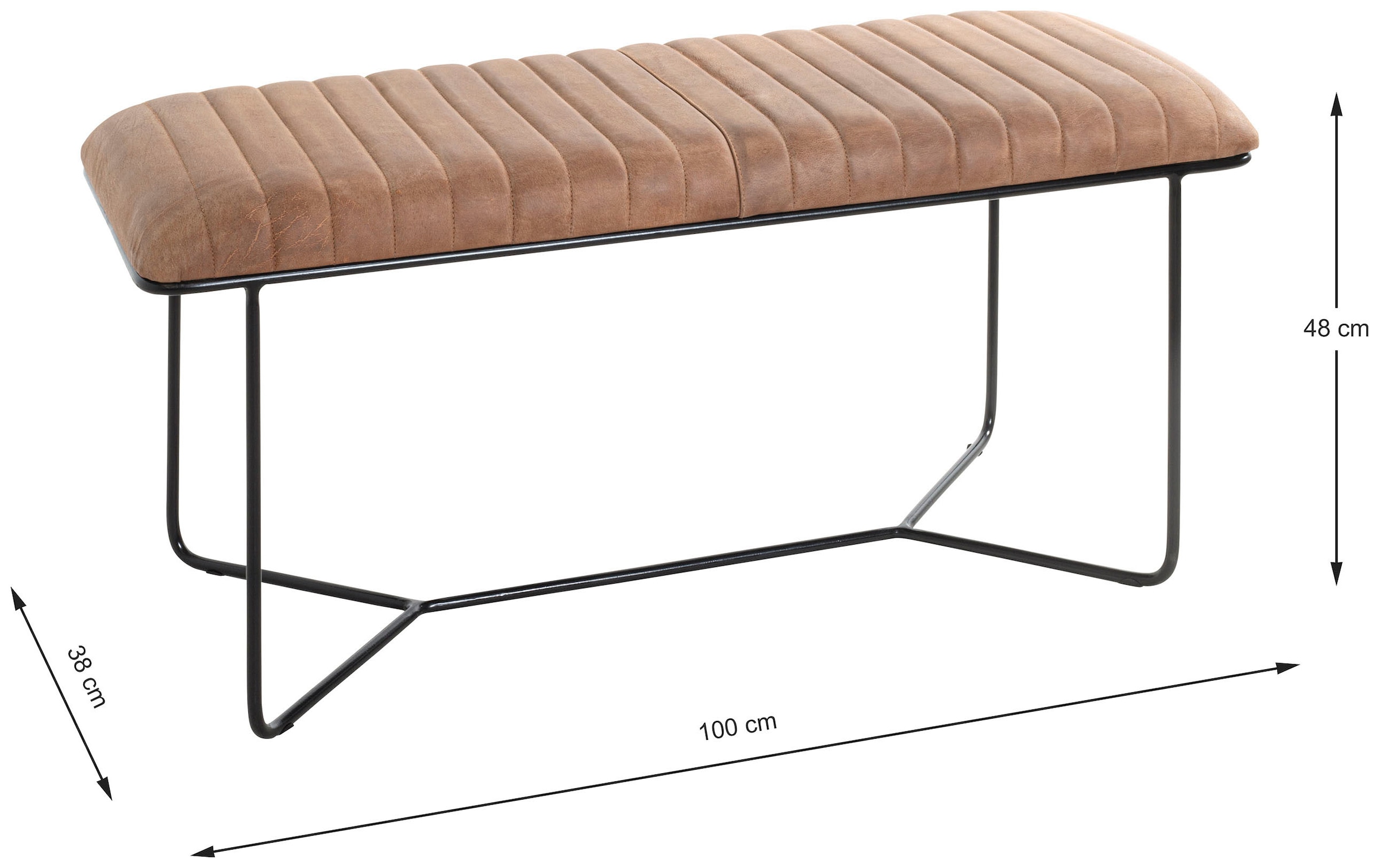 HAKU Hockerbank »Flurbank, Garderobenbank, Sitzbank« rechteckig - aus Leder Braun - B/T/H 100/38/48 cm