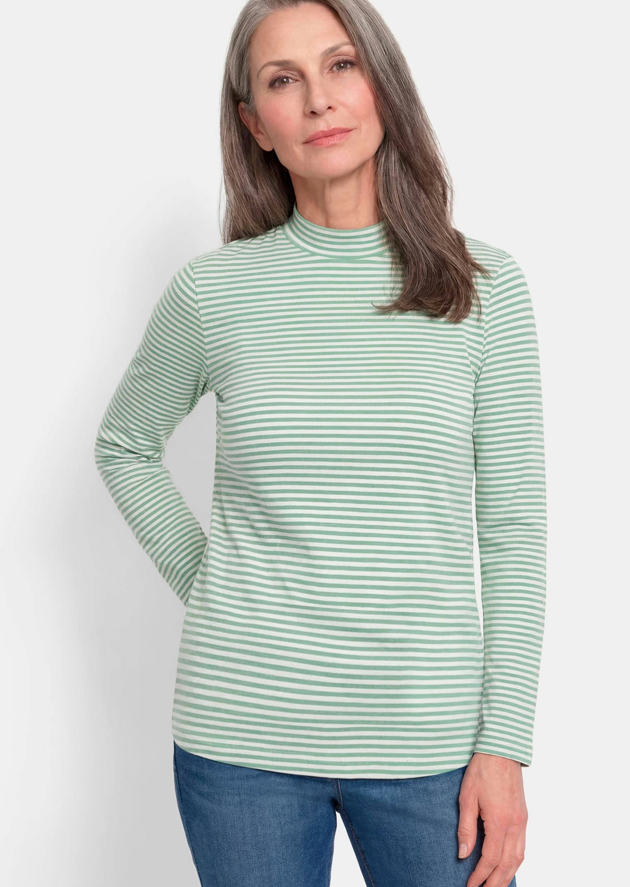 GOLDNER Langarmshirt »Ringelshirt mit Stehkragen« stretchbequemer Baumwolljersey