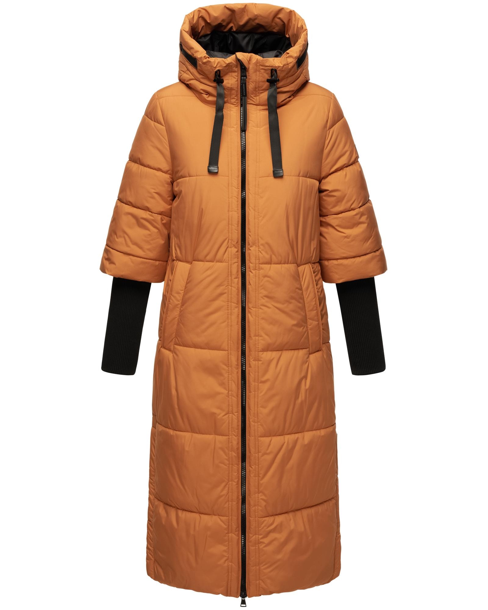 Navahoo Steppmantel "Ciao Miau XIV", Langer Wintermantel mit Rippstrickärme günstig online kaufen