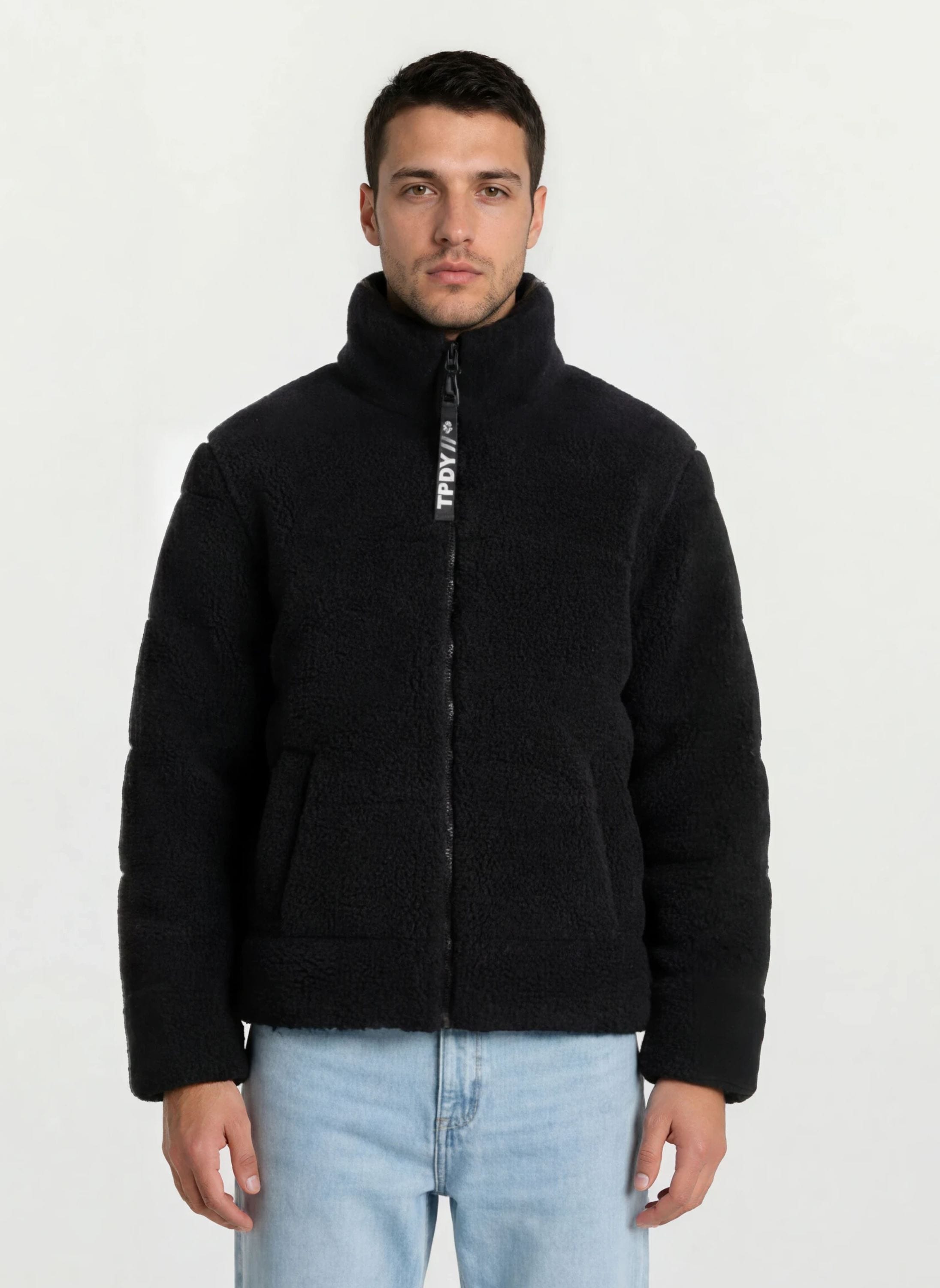 trueprodigy Winterjacke "Lean Teddy-Jacke mit Stehkragen und Eingrifftaschen" ohne Kapuze