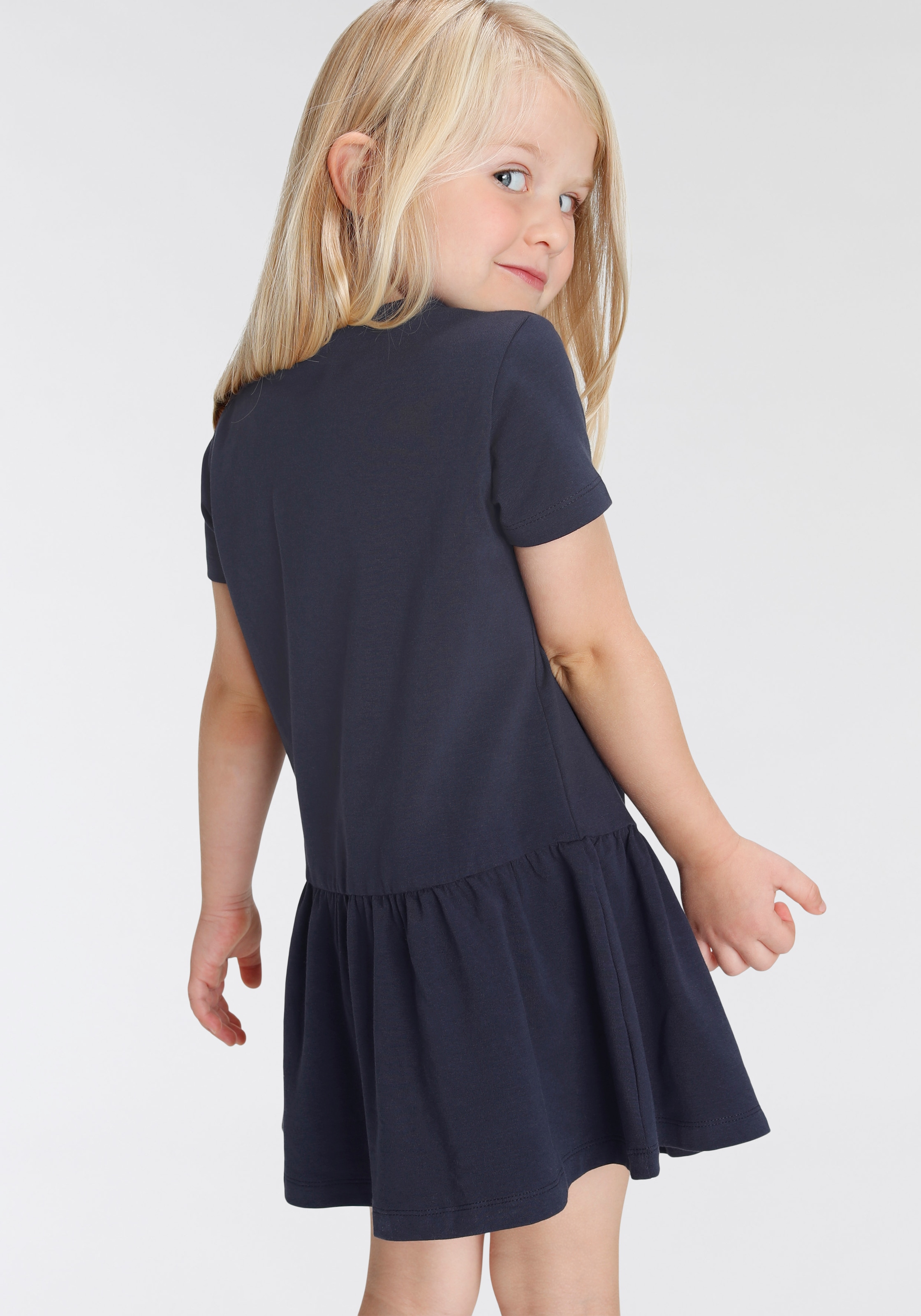 KIDSWORLD Jerseykleid »Einhorn«, | am bestellen BAUR Saum mit Volant online süßem