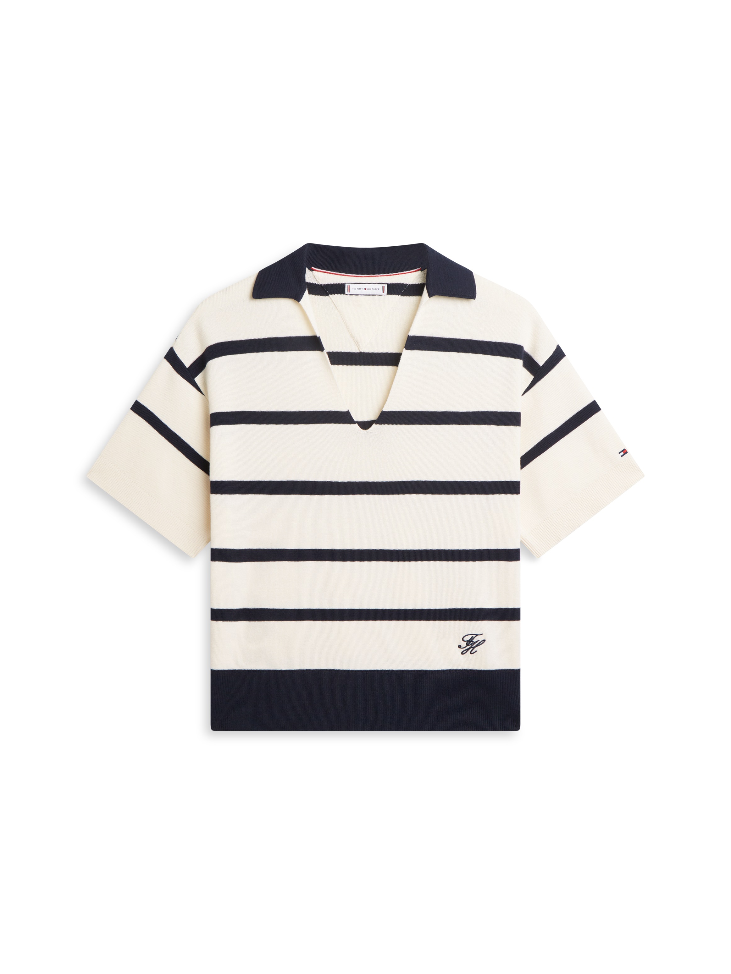 Tommy Hilfiger Co Full Needle Polo SS Sweater Black Navy 3