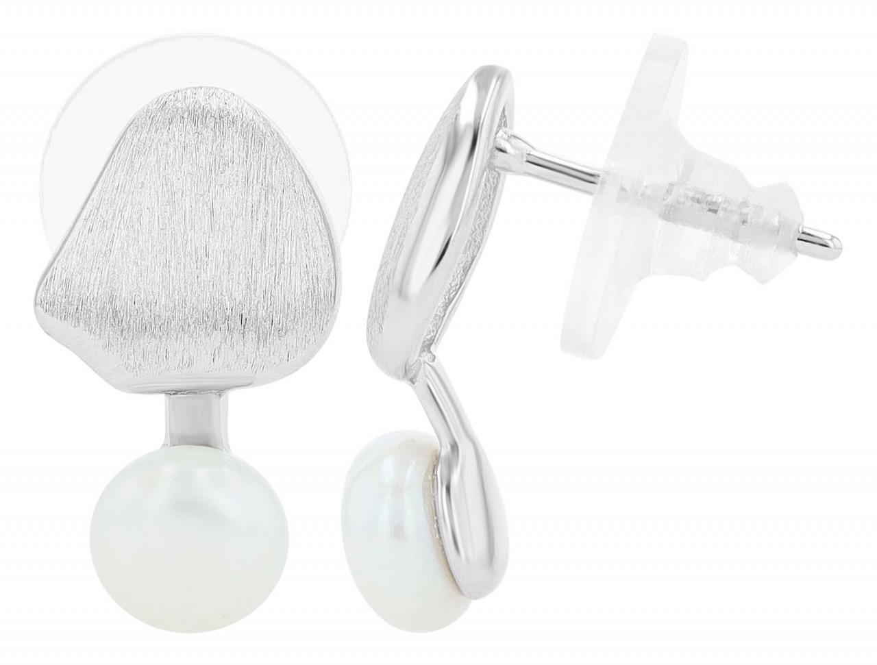 Paar Ohrhänger ADELIA´S "Damen Ohrstecker aus poliertem 925 Sterling Silber und Perle", silber, Ohrringe, Damen, Damen, Silber 925 (Sterlingsilber)