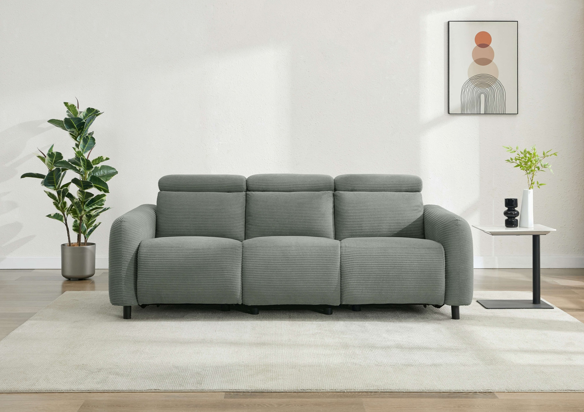 Home affaire 3-Sitzer »SKAANE in Cord, Sofa mit manueller u. elektrischer Relaxfunktion«, Relax-Funktion in 2 Sitzen, Kopfteilverstellung, Federkernpolsterung