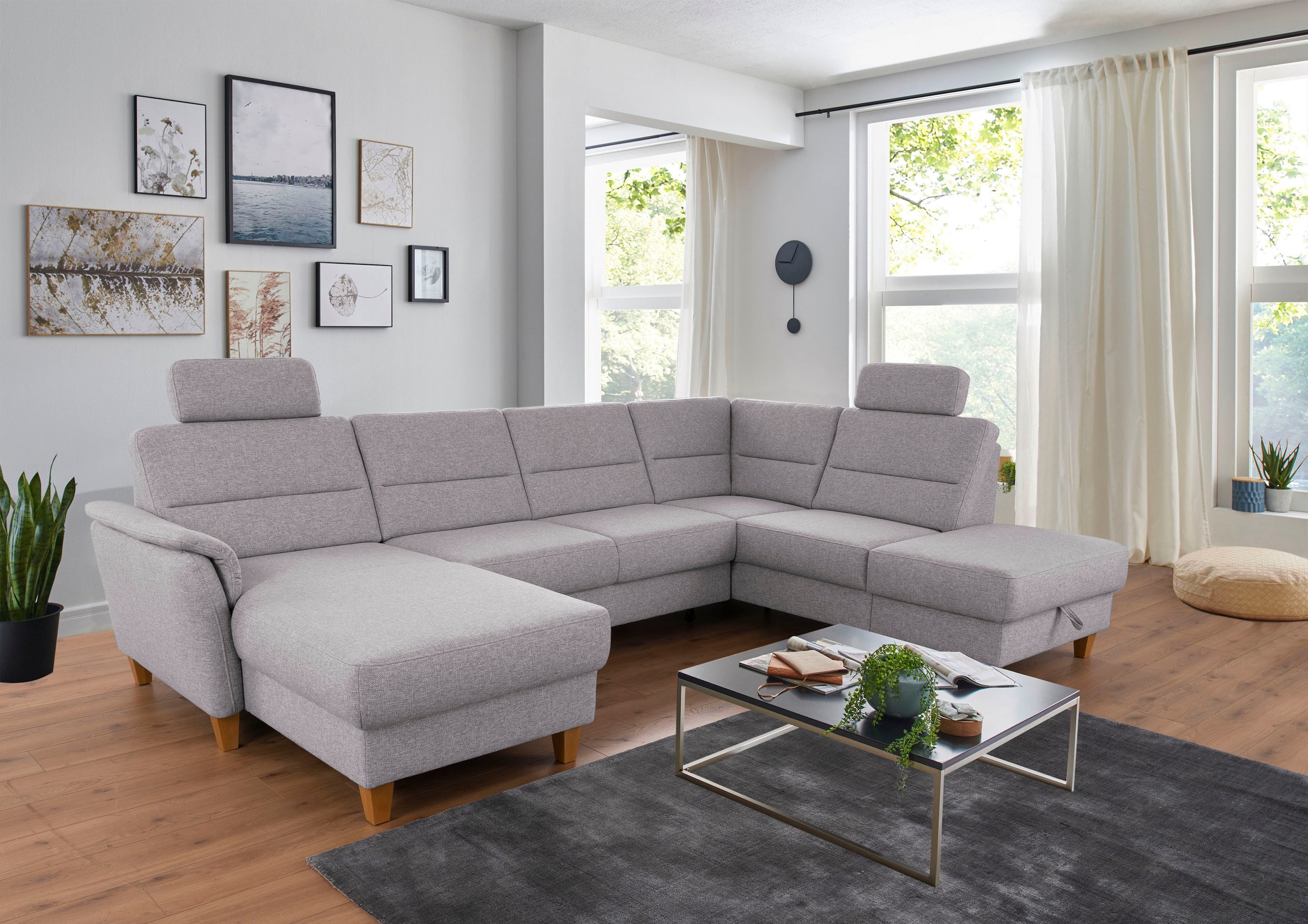 Home affaire Wohnlandschaft "Palmera U-Form, B: 308 cm", optional Bettfunkt günstig online kaufen