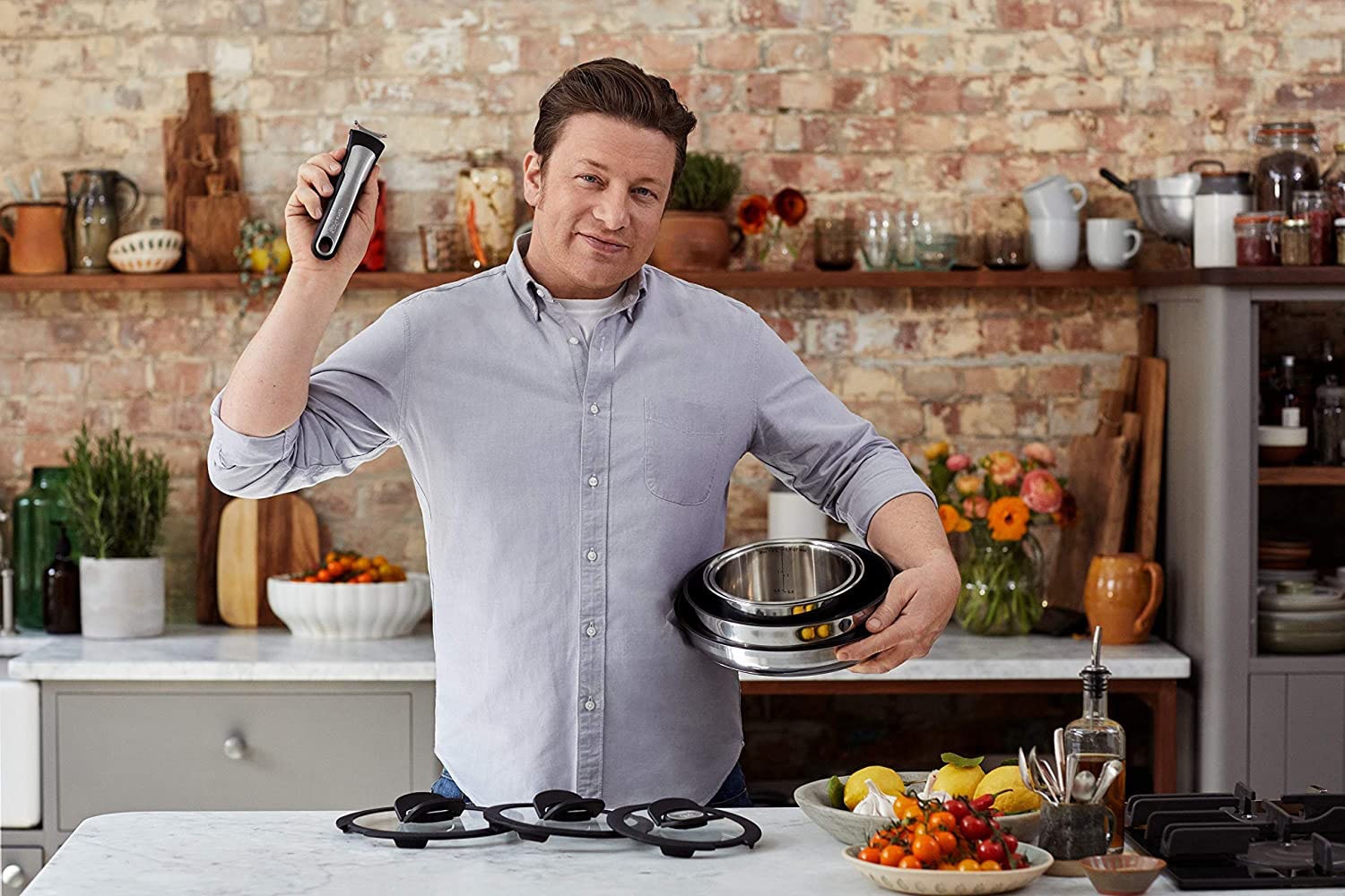 Tefal »Jamie Oliver Set 9 | bestellen tlg.), (Set, Pfannen-Set Antihaft, alle BAUR Ingenio«, Induktion, Thermo-Spot, Herdarten, Edelstahl, Edelstahl,