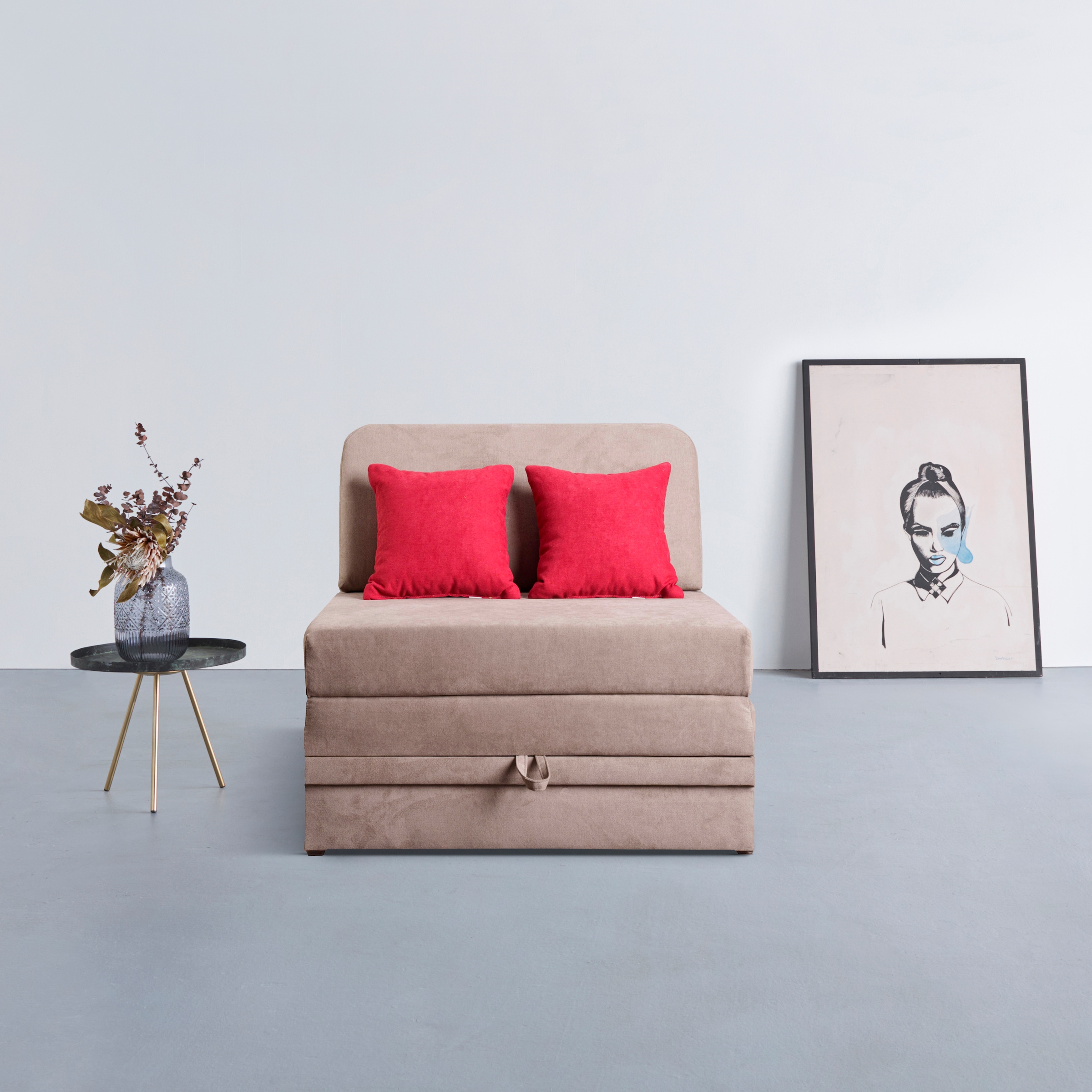 INOSIGN Schlafsofa »Fantastico Plus Schlafsofa 92cm (Liegefläche 92/190cm)«, mit Bettkasten, Inklusive 1 Rücken- und 2 Zierkissen