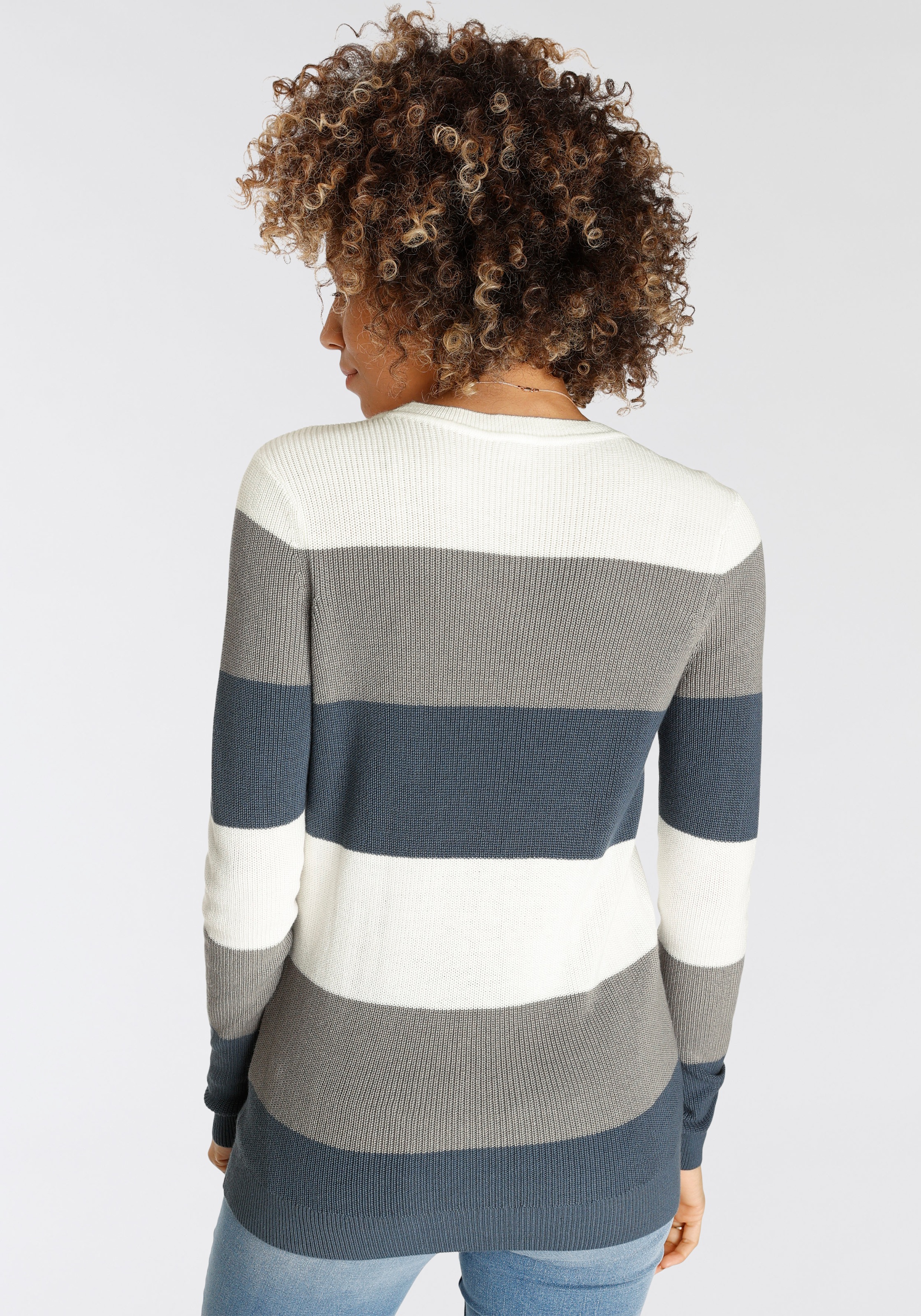 Thumbnail - H.I.S Strickpullover in Streifenoptik mit Rundhalsausschnitt