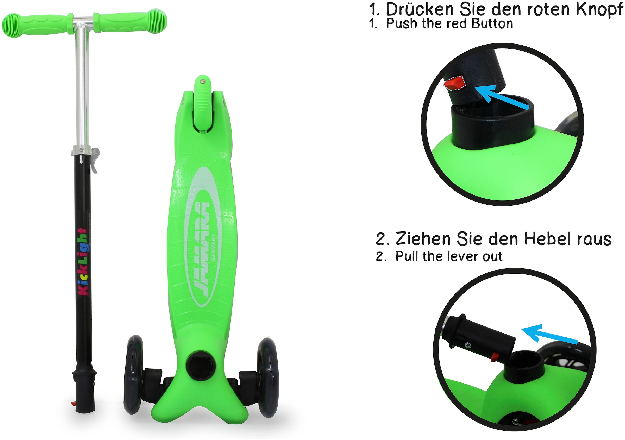 Jamara Dreiradscooter »KickLight«, mit LED-Rädern