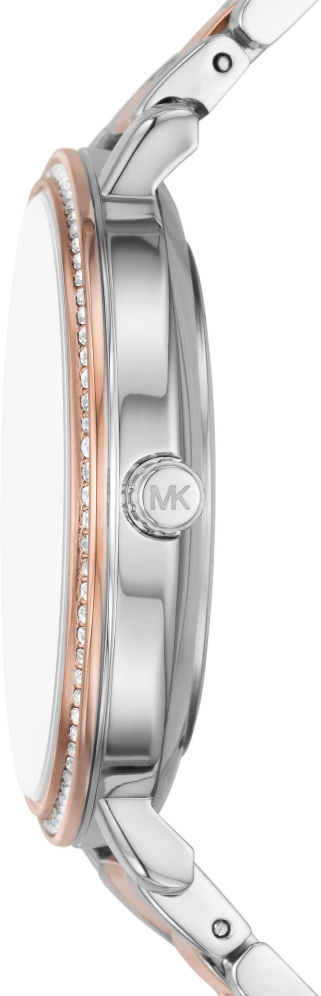 MICHAEL KORS Quarzuhr »PYPER«, Armbanduhr, Damenuhr, Edelstahlarmband, analog, Glassteine