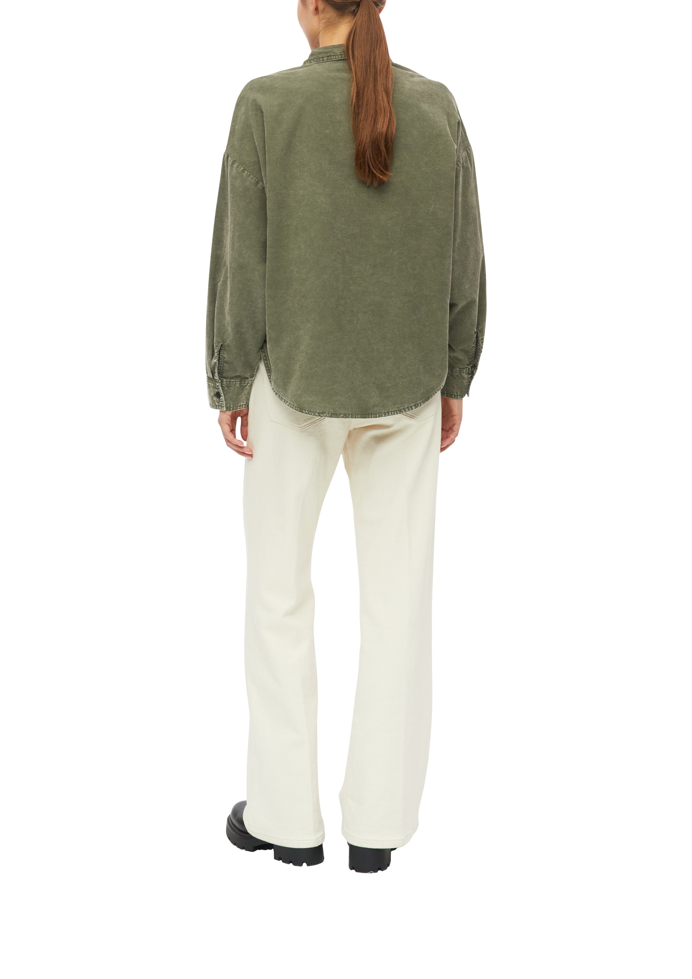 s.Oliver Langarmbluse Overshirt mit Hemdkragen und Viskose