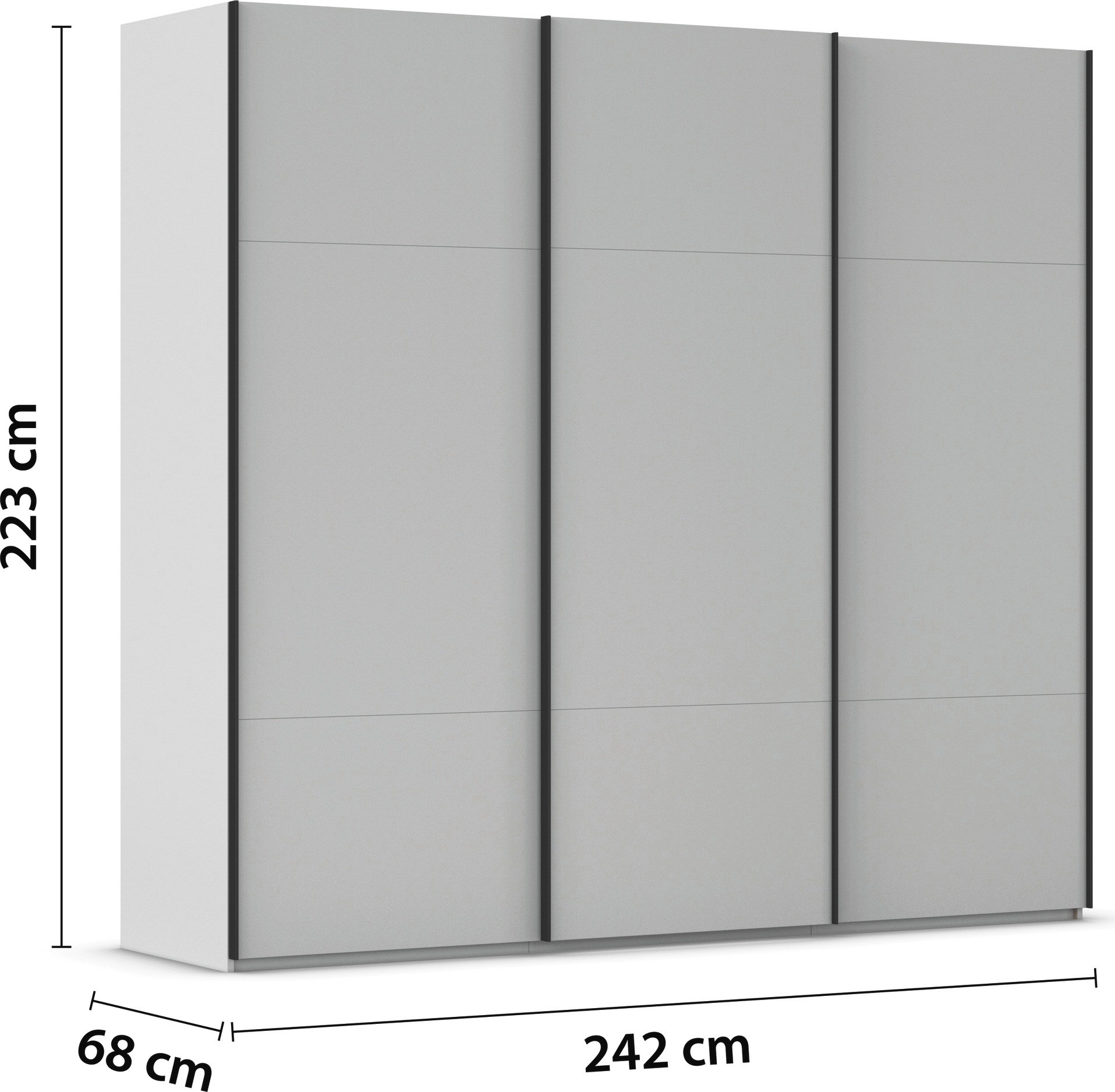 rauch Schwebetürenschrank »Kleiderschrank Schrank Garderobe Schlafzimmerschrank CONTIDO«, (in 3 verschiedenen Ausstattungen BASIC/CLASSIC/PREMIUM), aus hochwertigem Material in 6 Breiten 2 Griff-Farben MADE IN GERMANY