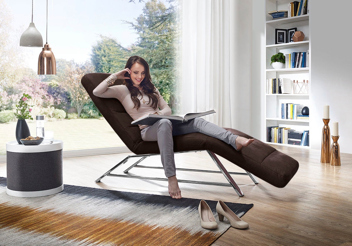 W.SCHILLIG Relaxliege "daily dreams bequem und elegant, B/T 75/170cm" Funktionsliege wahlweise mit Motor, Gestell Chrom, Breite 75 cm