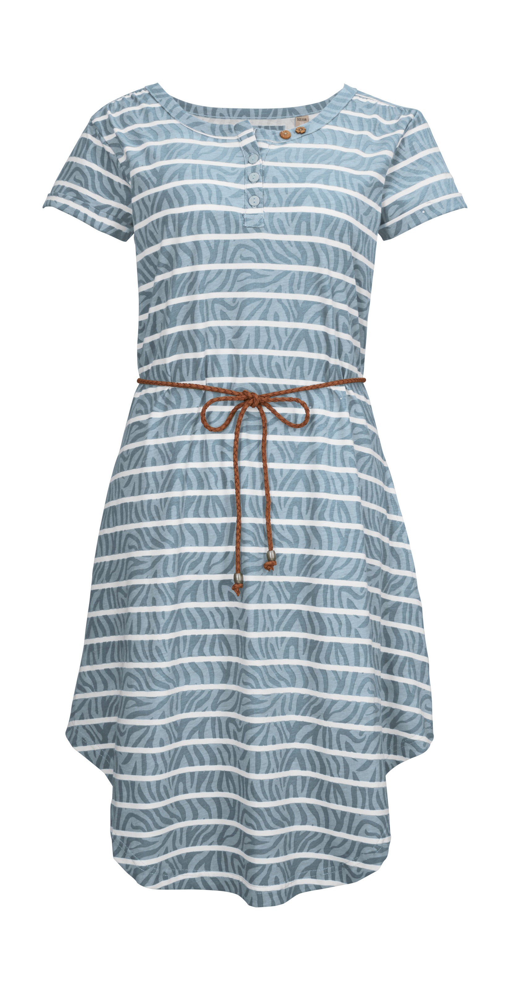 Sommerkleid "GS 31 WMN DRSS", Damen, Gr. 38, Normalgrößen, blau, Obermaterial: 100% Baumwolle, G.I.G.A. DX BY KILLTEC, Kleider Sommerkleid, Gestreiftes Baumwoll-Sommerkleid mit Bindegürtel, asymetrischer Saum