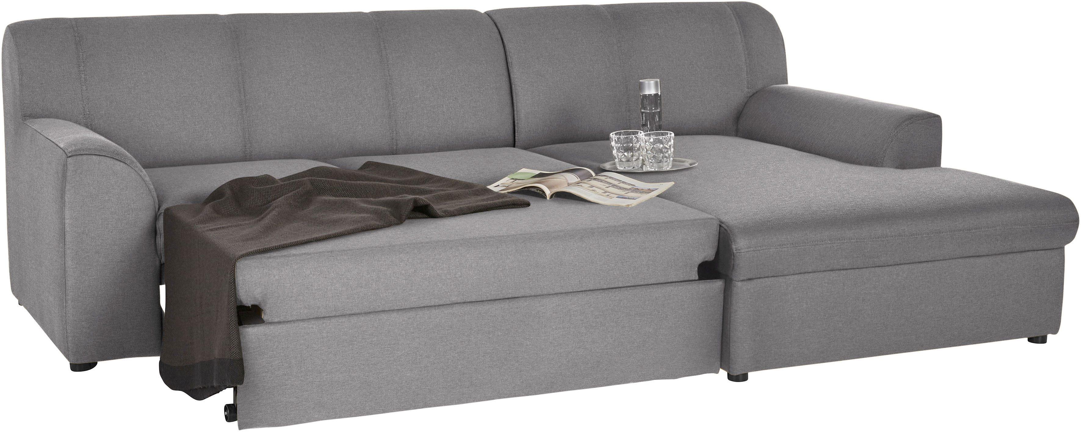 Thumbnail - DOMO collection Ecksofa "Topper, elegant und zeitlos, kompaktes Stellmaß 245/155cm, L-Form", mit Recamiere, wahlweise mi...