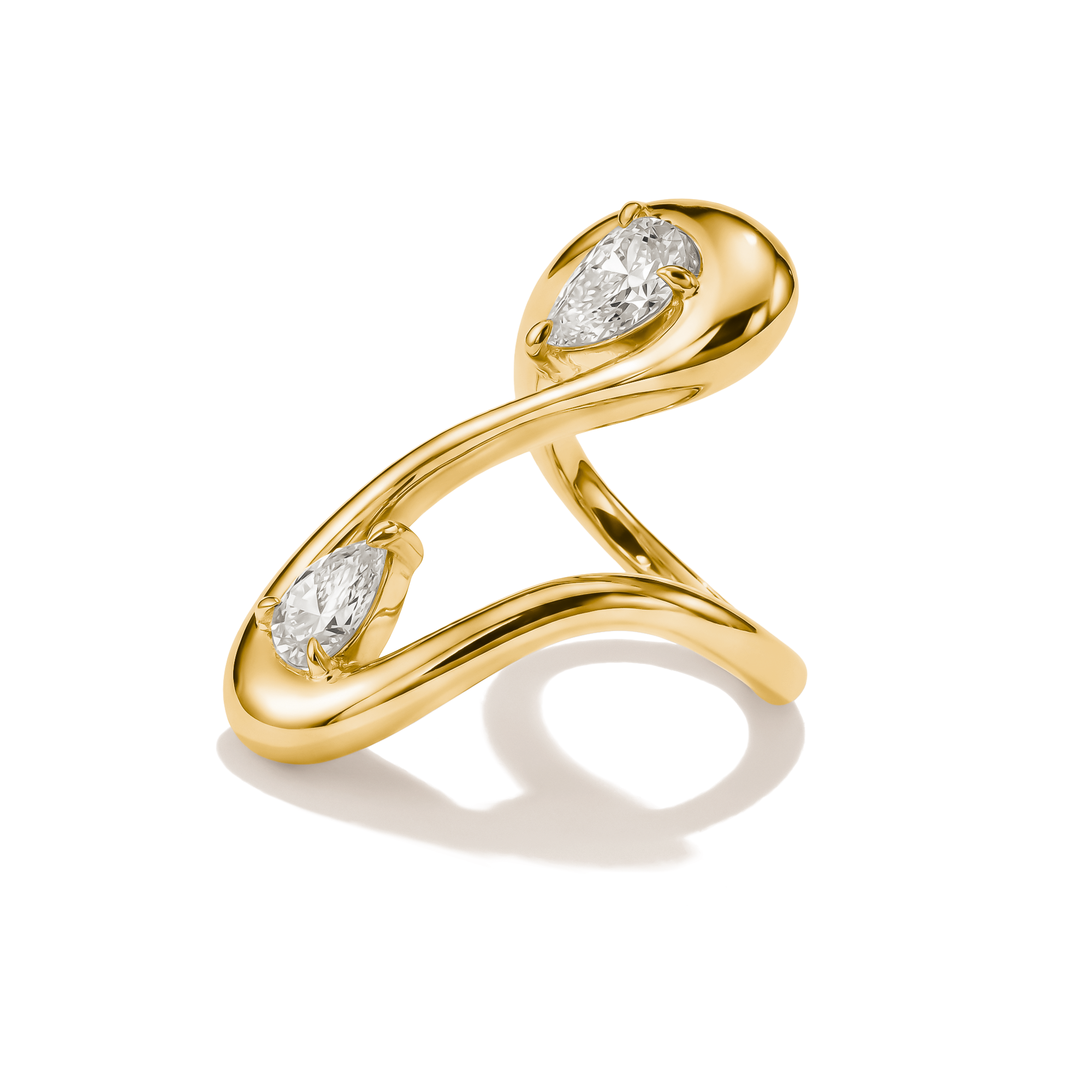 THOMAS SABO Fingerring »Fluid Elegance Ring doppelt geschwungen gelbgoldfarben« mit Zirkonia (synth.)