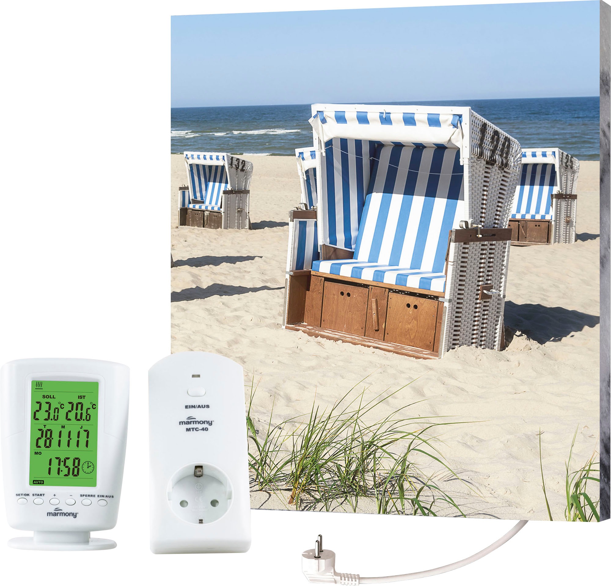 Marmony Infrarotheizung "Motiv Strandkorb", BxHxT: 50x60x2 cm, mit Fernbedienung und Timer