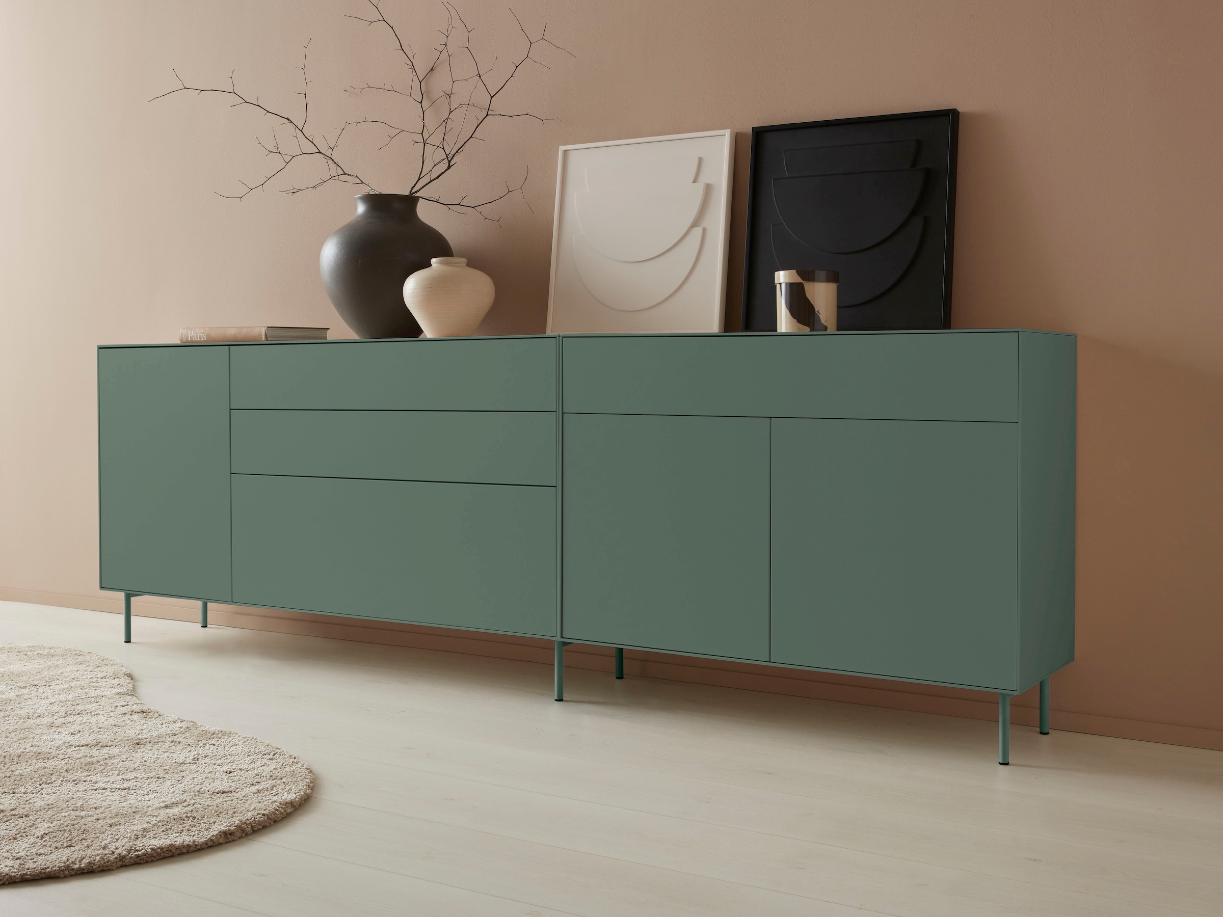 LeGer Home by Lena Gercke Sideboard »Essentials«, (2 St.), Breite: 279cm, MDF lackiert, Push-to-open-Funktion
