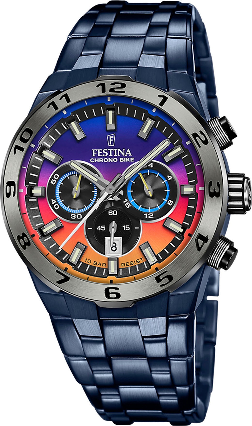 FESTINA Herren Chronograph "Chrono Bike 2024 - Special Edition", blau, Armbanduhren, Quarzuhr, Armbanduhr, Herrenuhr, Edelstahlarmband