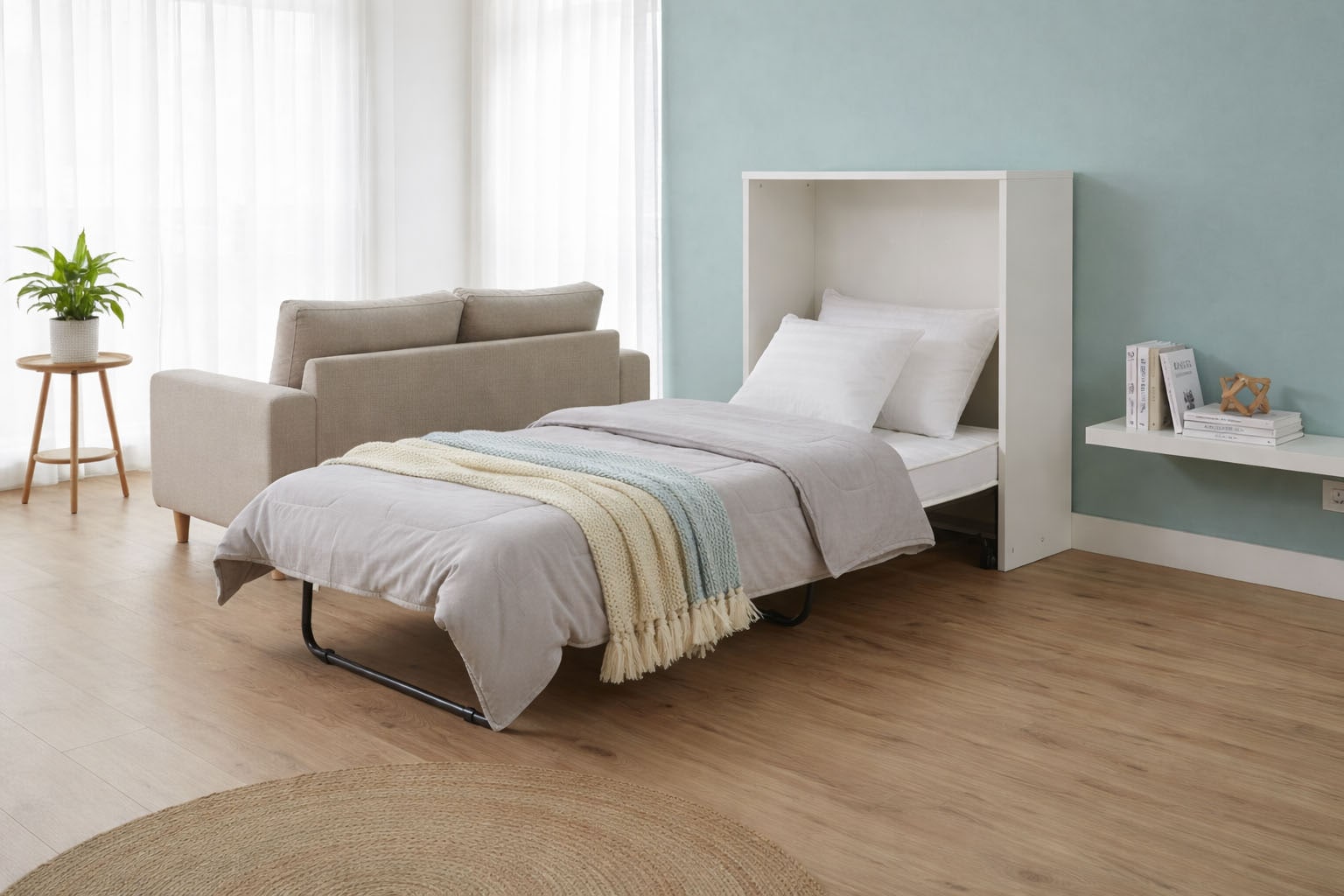 Home affaire Schrankbett "Sognum als Gästebett nutzbar, Wandklappbett in Kommodenoptik" in den Farben weiß, schwarz und kaschmir erhältlich, inkl. Matratze, platzsparendes Klappbett, optimal für kleine Räume