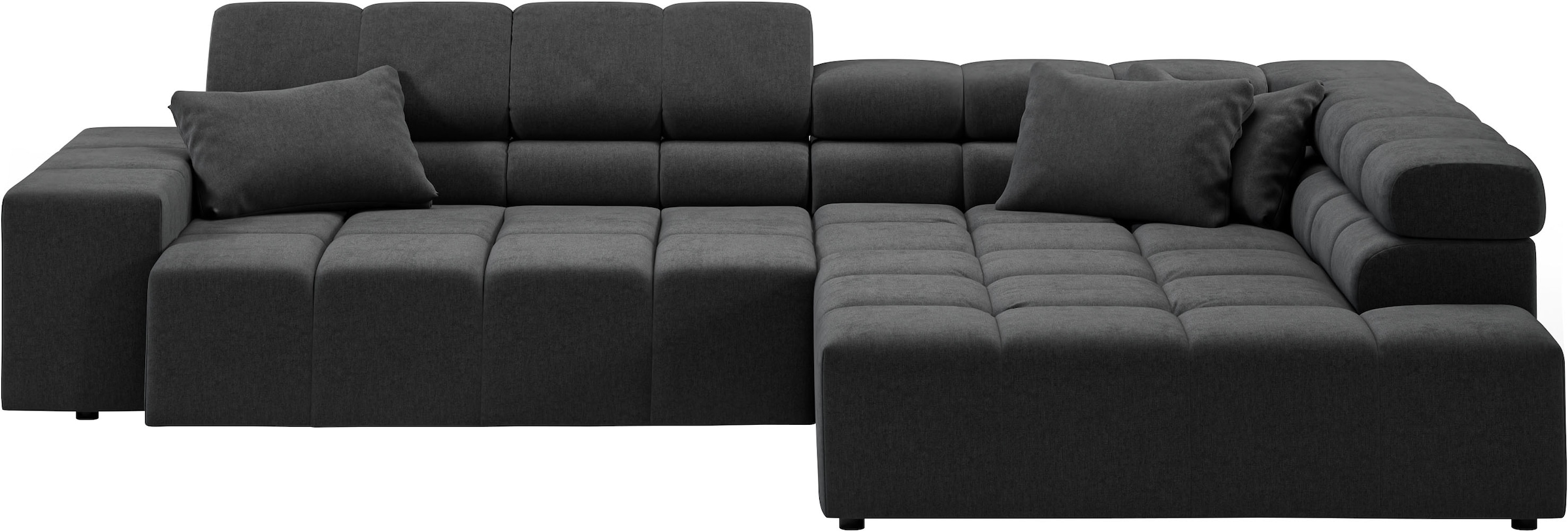 INOSIGN Ecksofa »Ancona incl. Kopfteilverstellung, Zierkissen Breite 319cm, L-Form«, wahlweise motorische Sitztiefenverstellung, auch in Cord + Easy Care