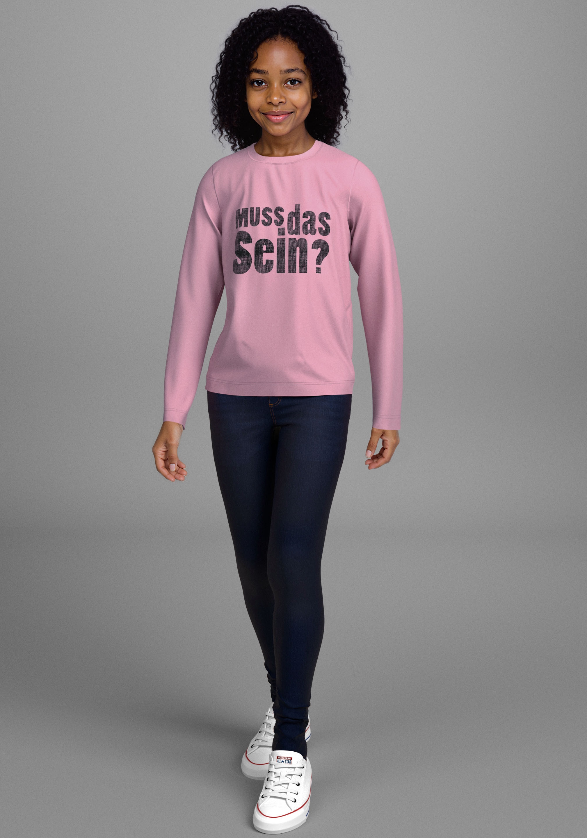 KIDSWORLD Langarmshirt »Spruch: MUSS DAS SEIN«, Lässiger Sprüche-Print