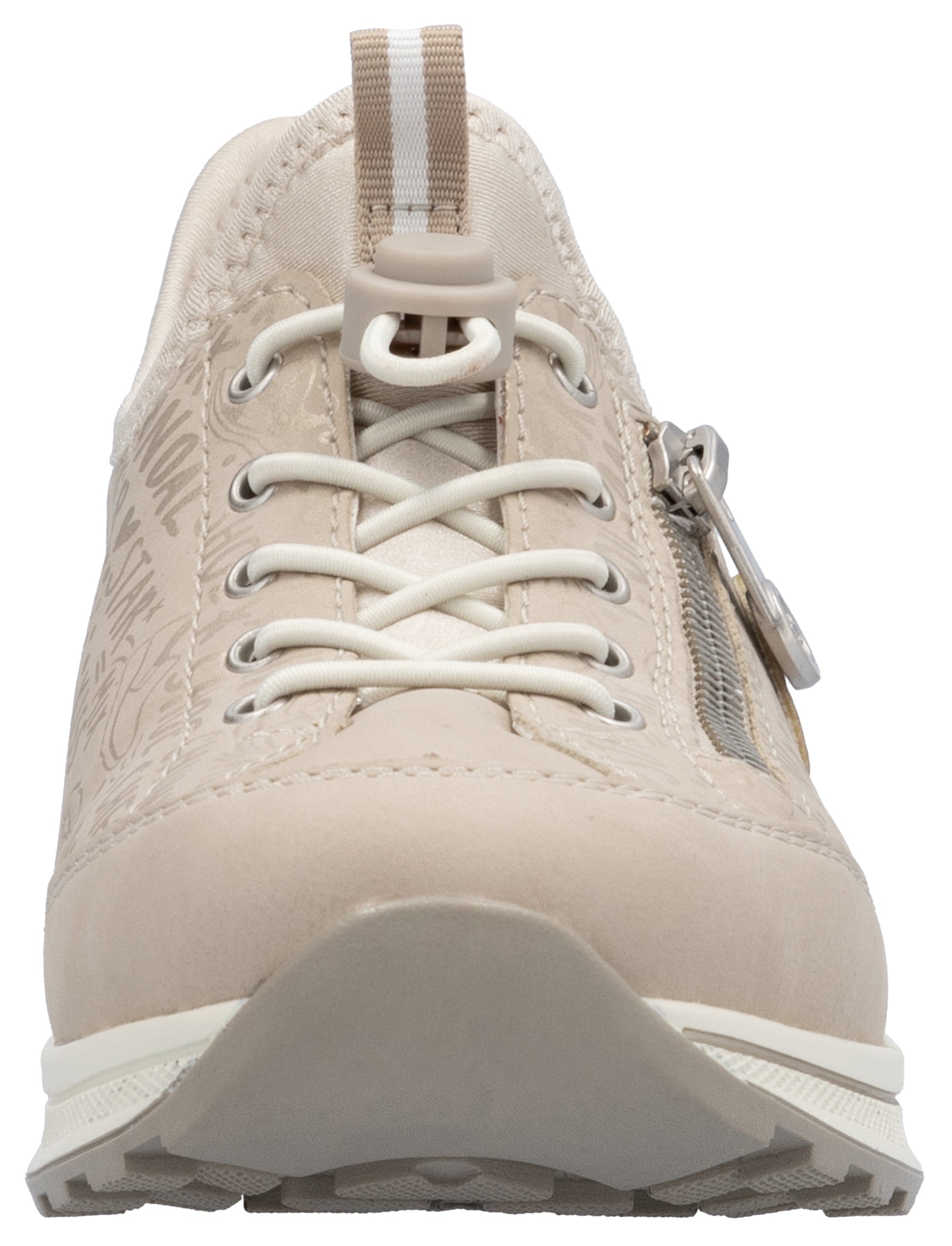 Rieker Slip-On Sneaker, Schlupfschuh, Freizeitschuh, Halbschuh mit Lettering-Print