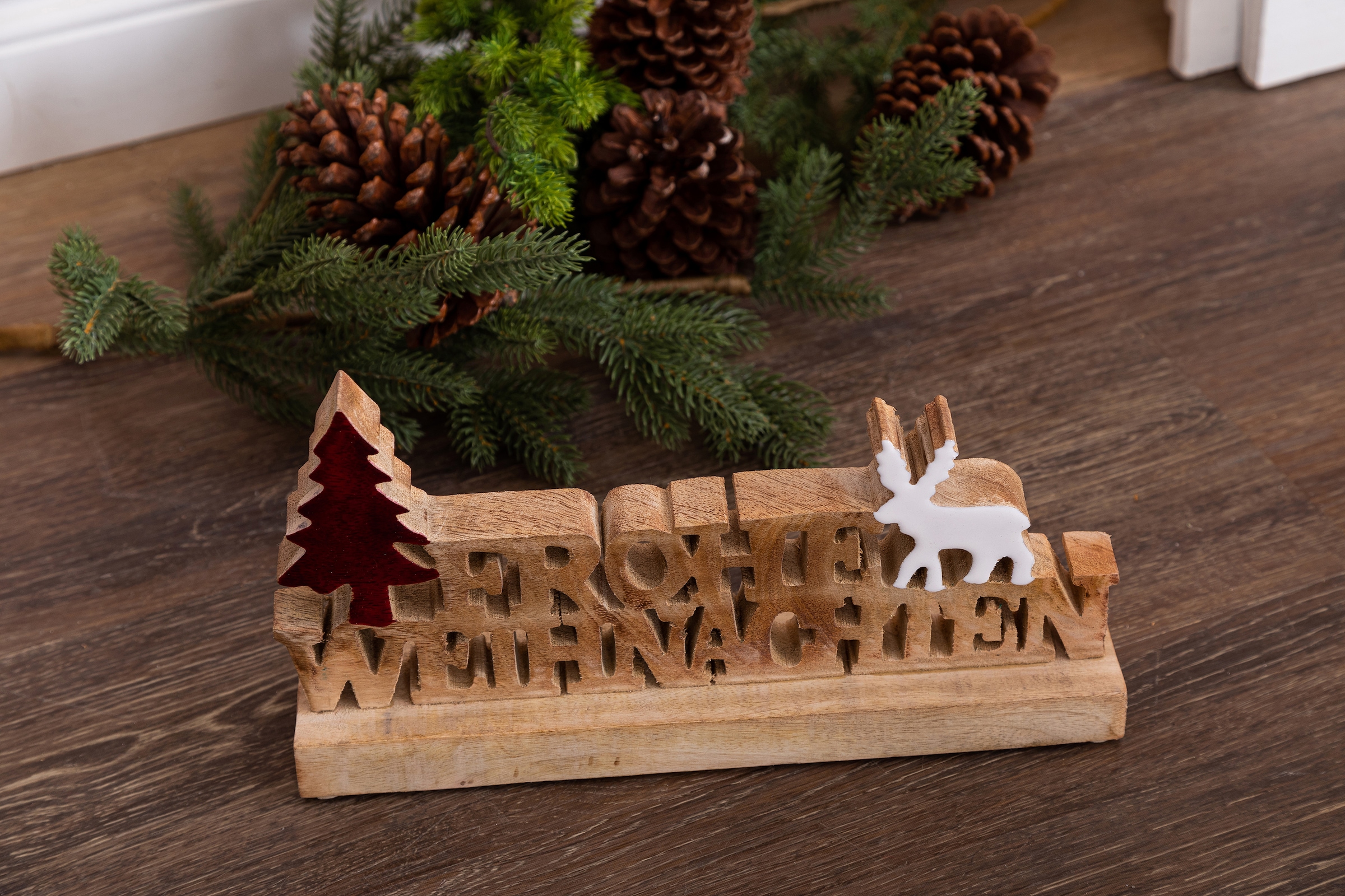 Home affaire Deko-Schriftzug »Weihnachtsdeko«, "Frohe Weihnachten", aus Holz, Höhe ca. 16 cm