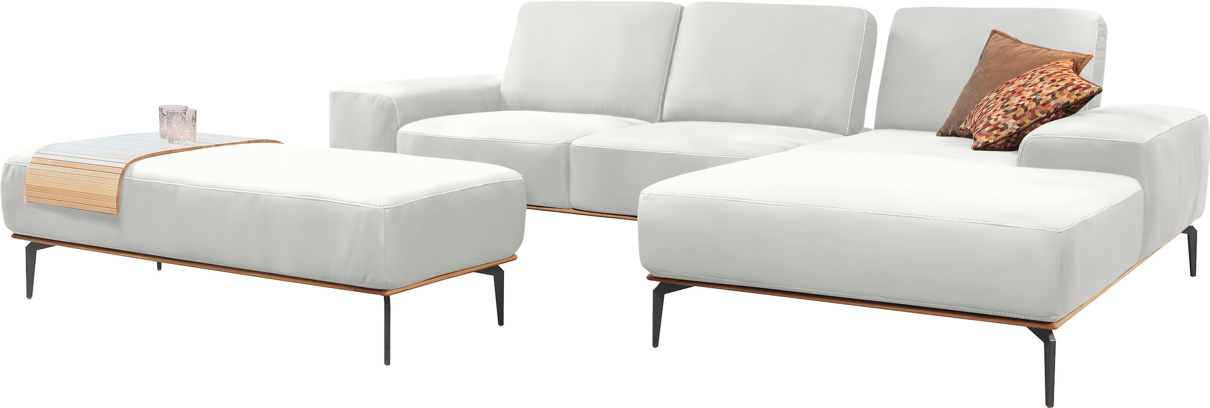 W.SCHILLIG Ecksofa »run, Designsofa mit tollem Sitzkomfort, bequem, L-Form«, mit Holzsockel, Füße in Schwarz pulverbeschichtet, Breite 299 cm