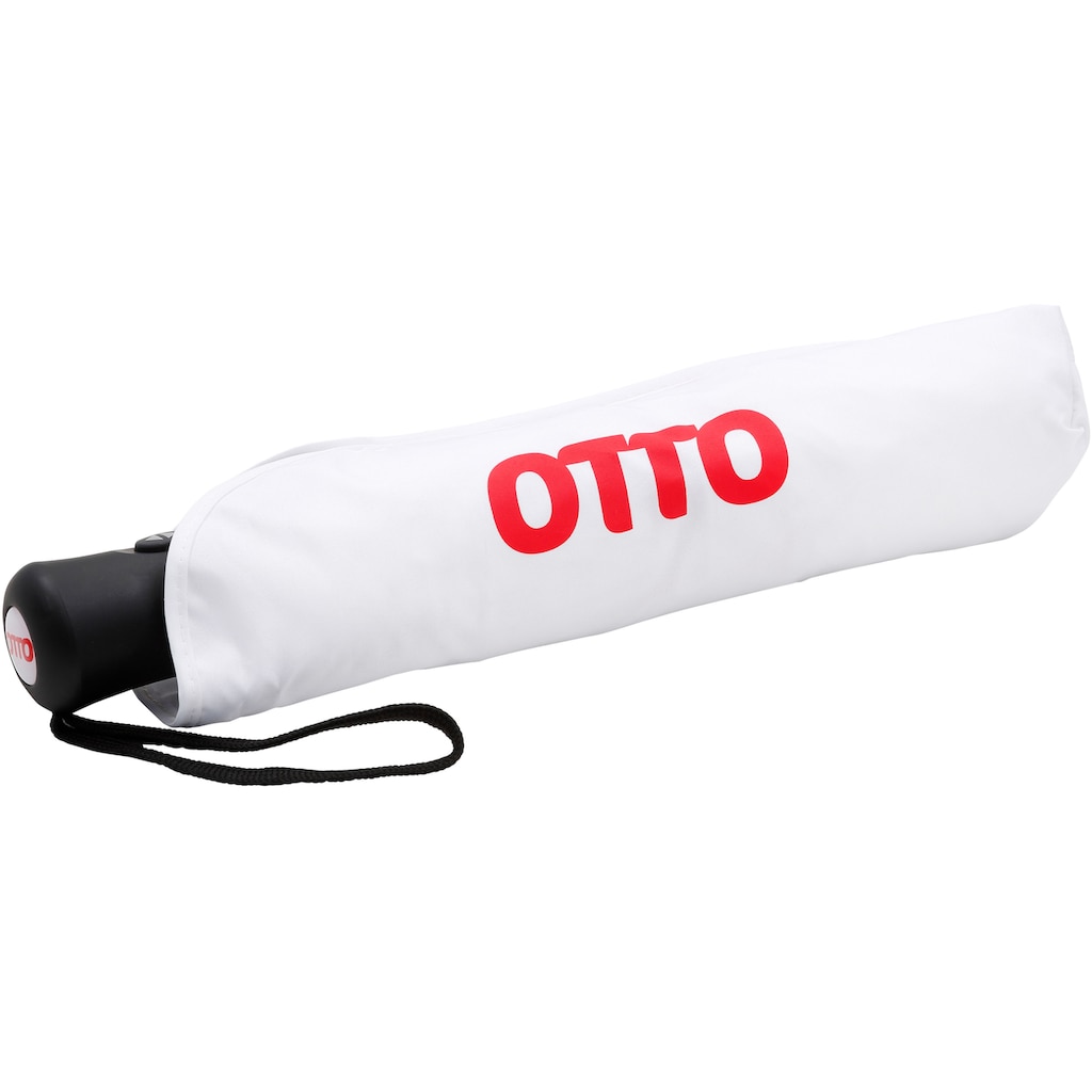 EuroSCHIRM® Taschenregenschirm »Otto, weiß«, mit rotem Schriftzug; Automatik