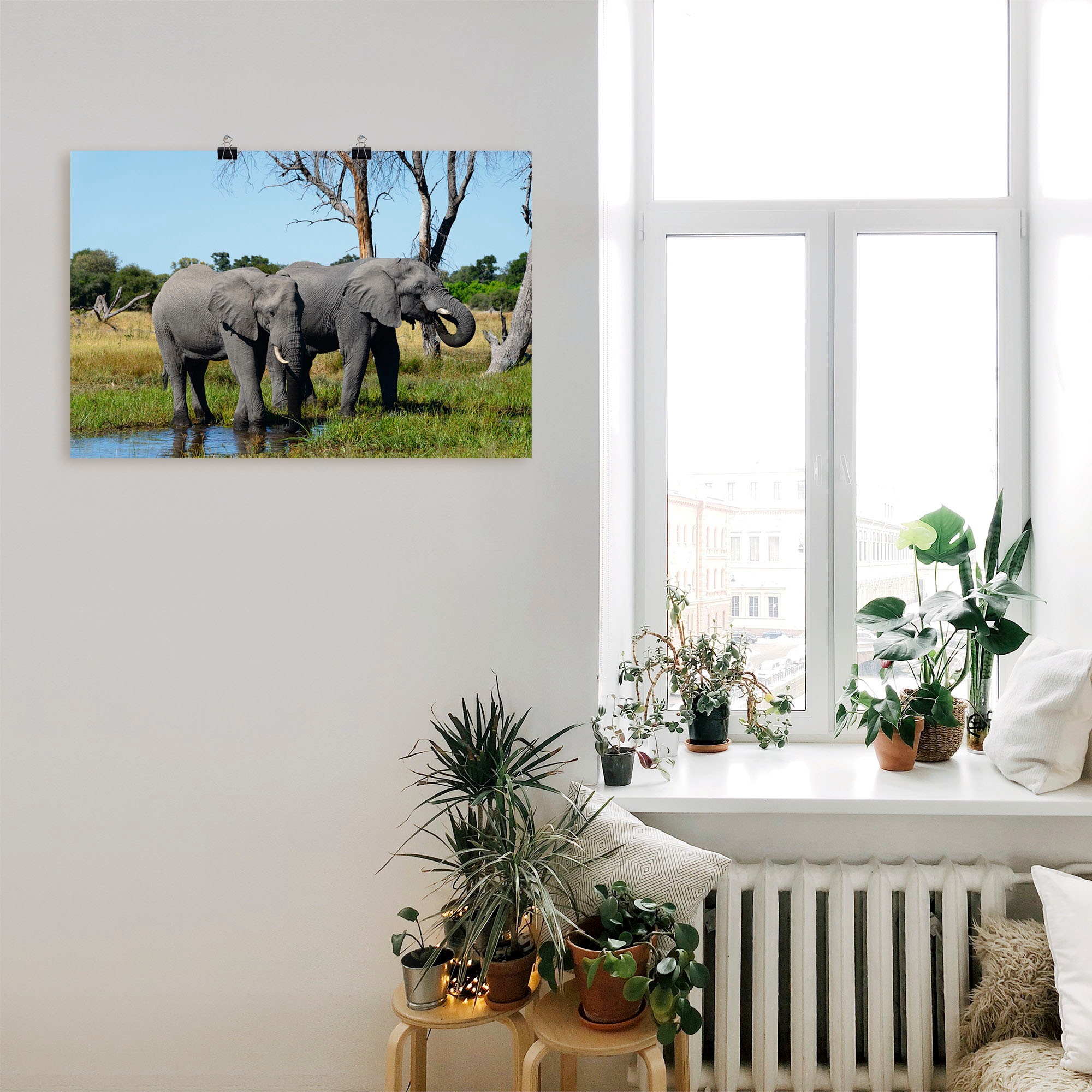 Artland Wandbild "Afrikanische Elefanten", Wildtiere, (1 St.), als Leinwand günstig online kaufen