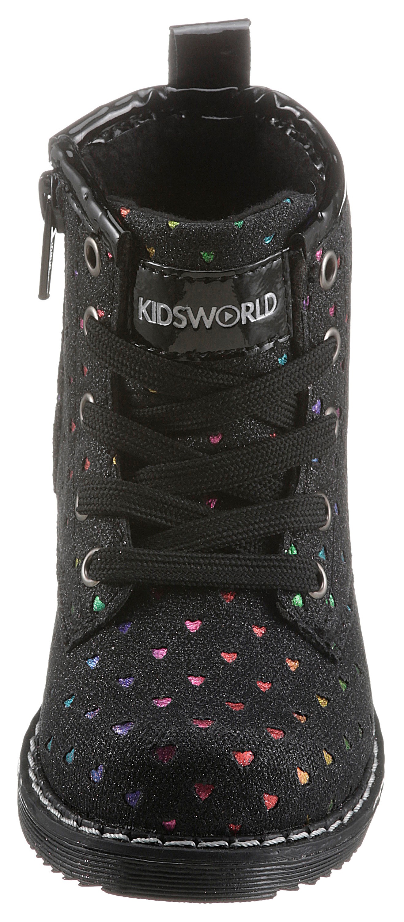 KIDSWORLD Schnürstiefel, mit bunter Herzchen-Verzierung