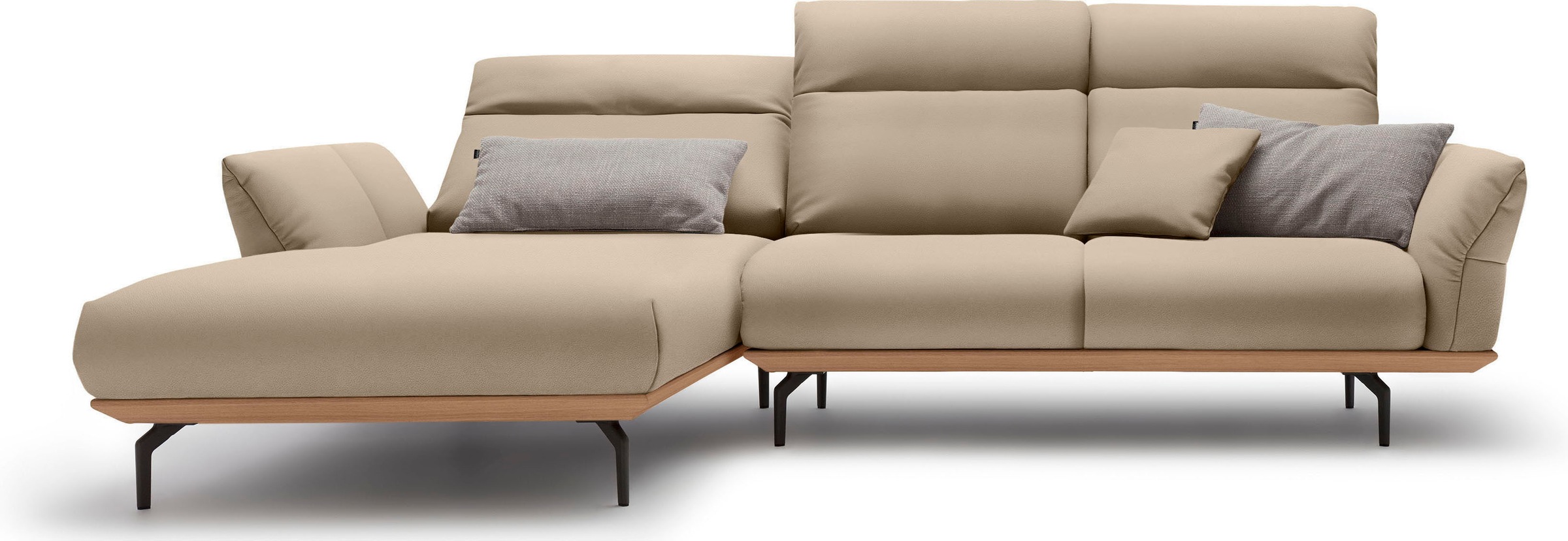 Creation BY ROLF BENZ Ecksofa »CR.460«, Sockel in Eiche, Alugussfüße in umbragrau, Breite 298 cm