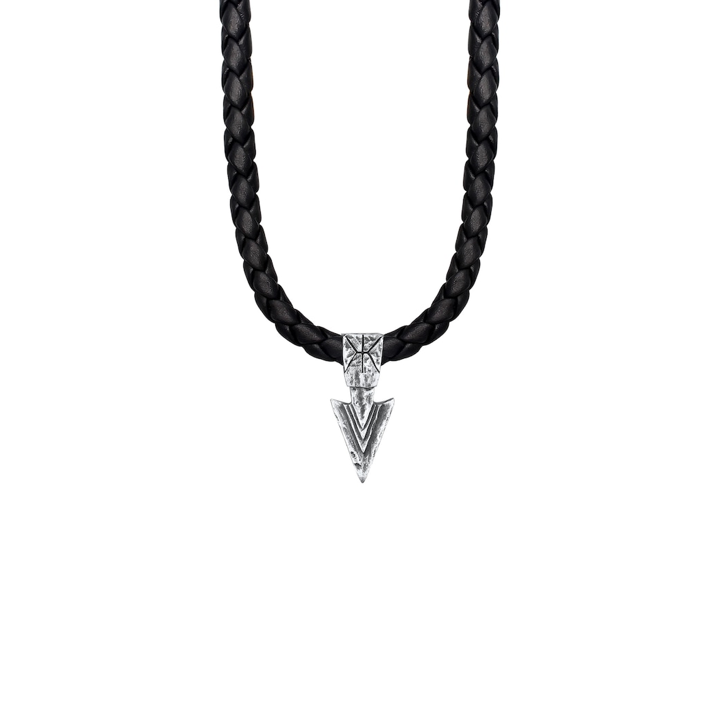 Kuzzoi Kette mit Anhänger »Herren Lederkette Arrow Pfeil Oxidiert 925 Silber«